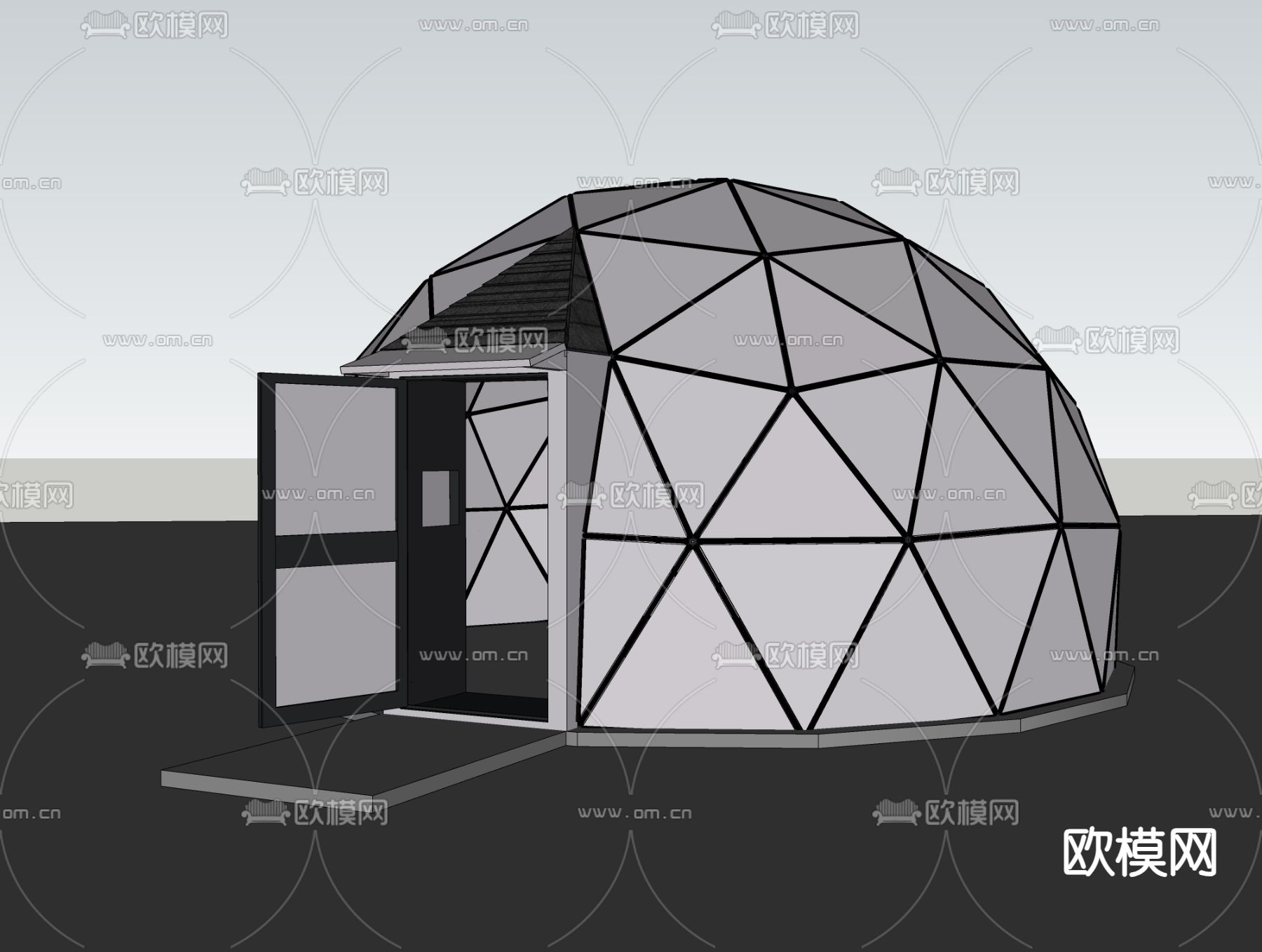 帐篷露营民宿su模型下载（渲染图1）
