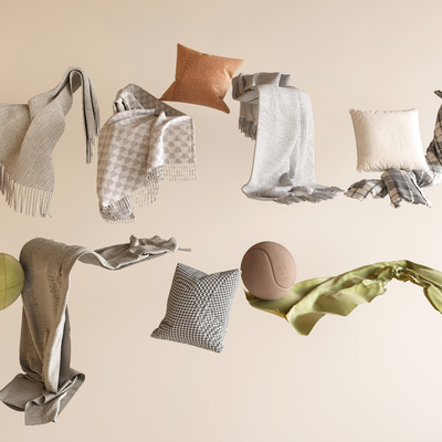  编织毯子 抱枕 枕头su模型 