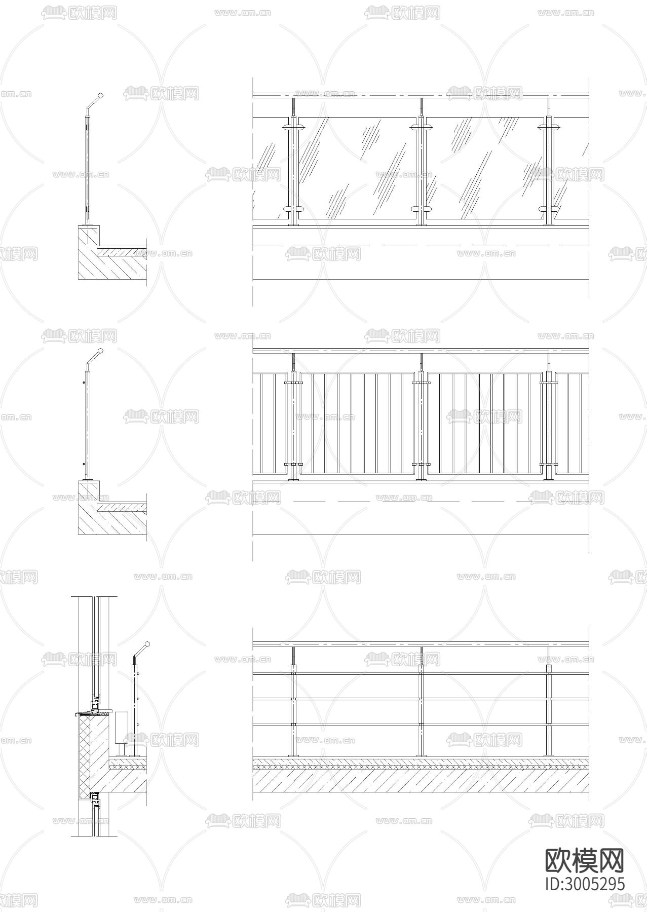 多种护栏放样cad大样图下载（渲染图2）