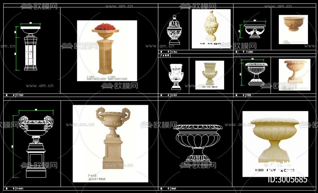 花盆喷泉cad图库下载（渲染图3）