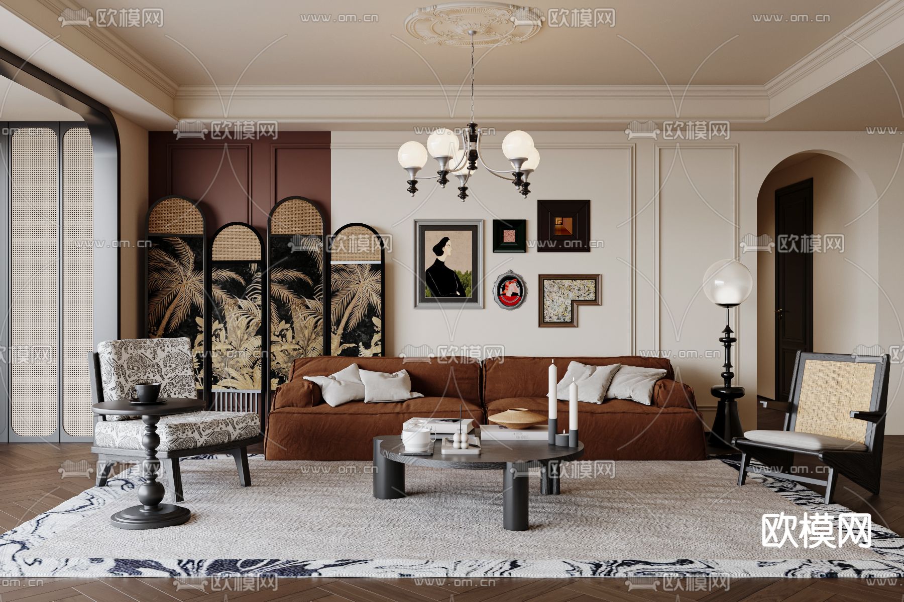 中古风客厅3d模型下载