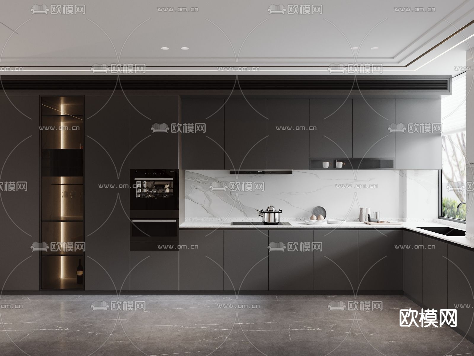 现代厨房 橱柜3d模型下载