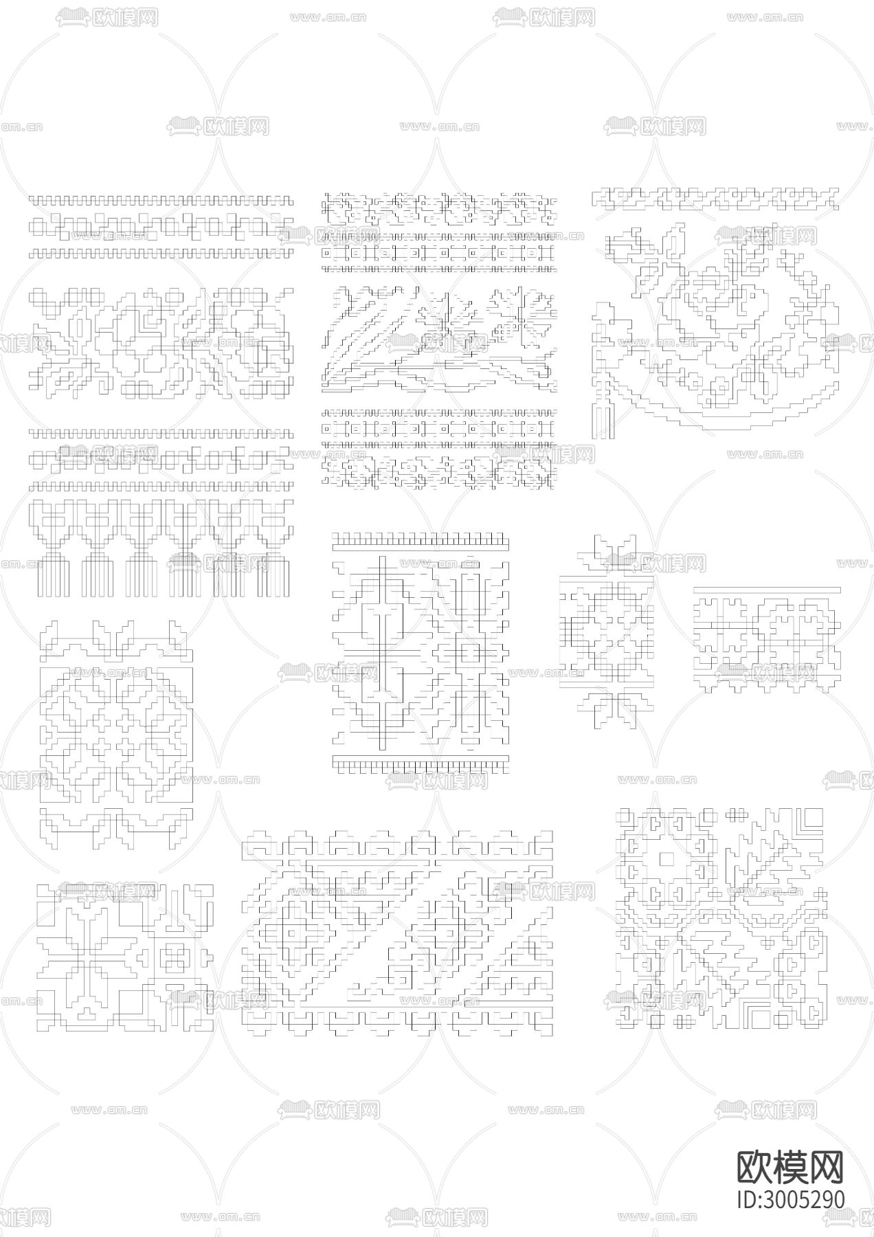 少数民族花纹装饰cad图库下载（渲染图1）