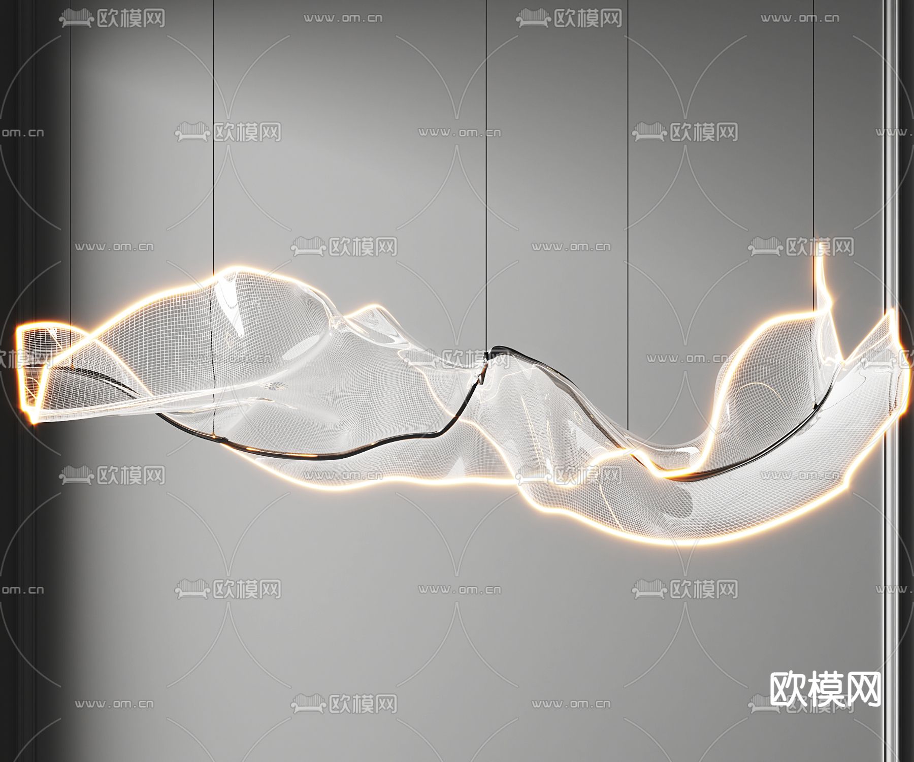 飘带吊灯 大堂吊灯3d模型下载