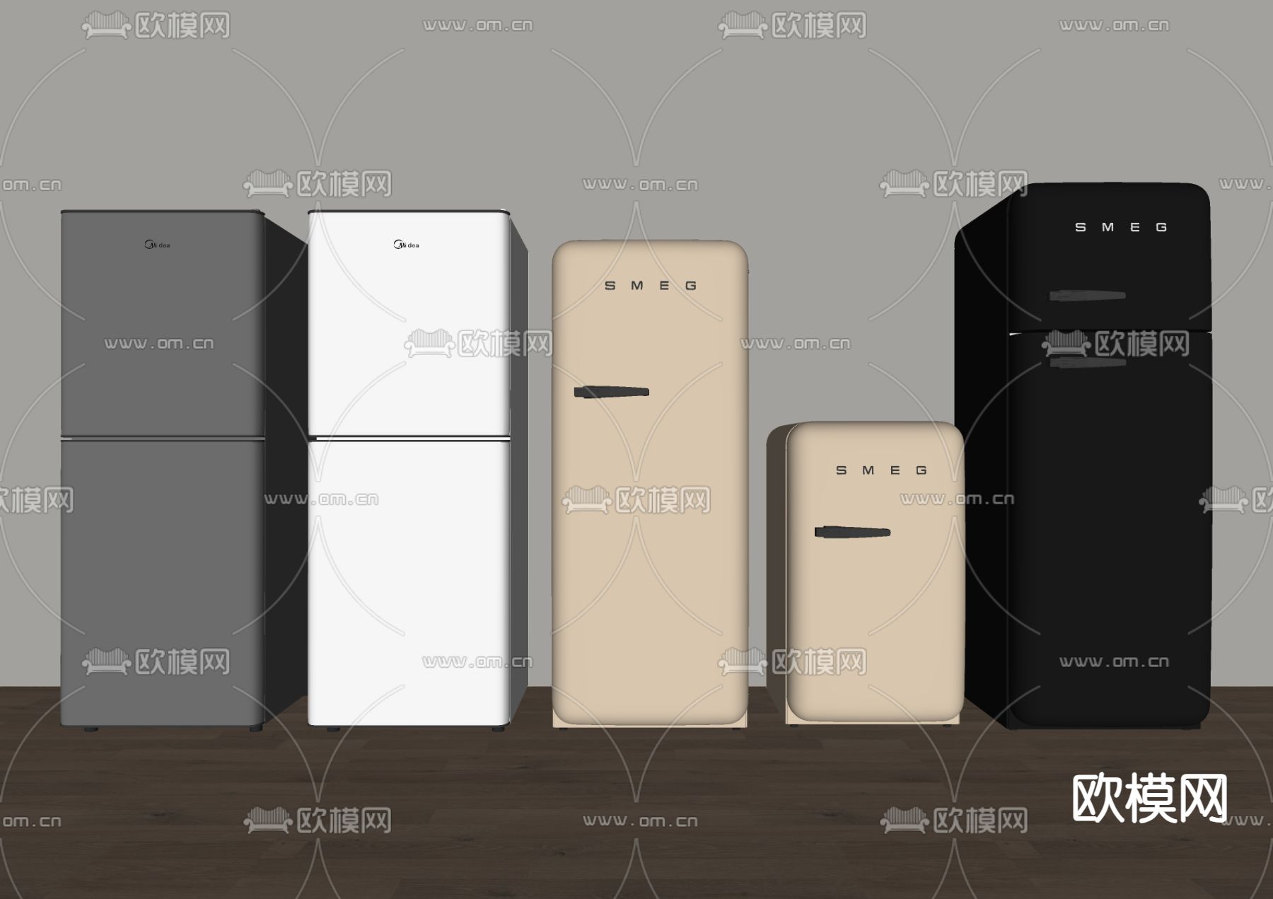 双开门冰箱 智能冰箱 小冰箱 迷你冰箱su模型下载（渲染图1）