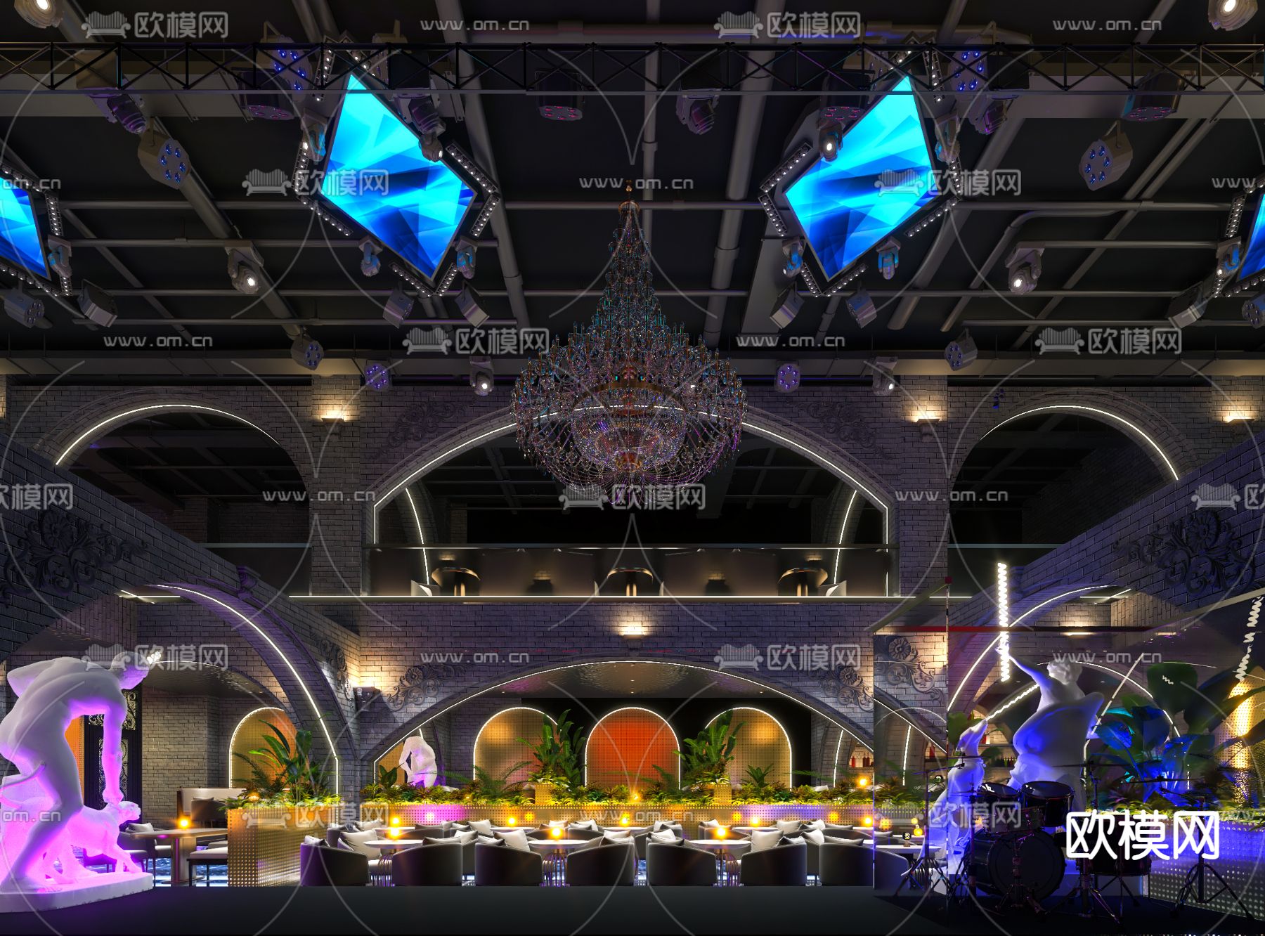 现代酒吧 夜总会3d模型下载（渲染图3）