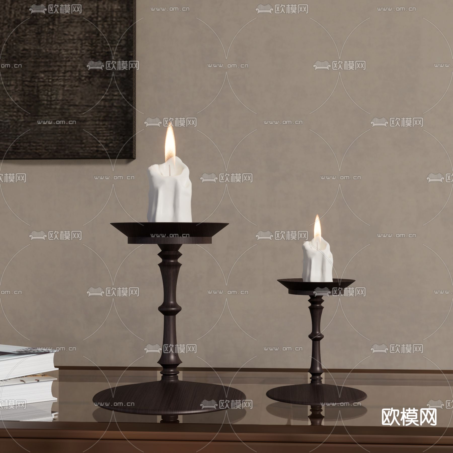 中古风烛台灯 蜡烛3d模型下载