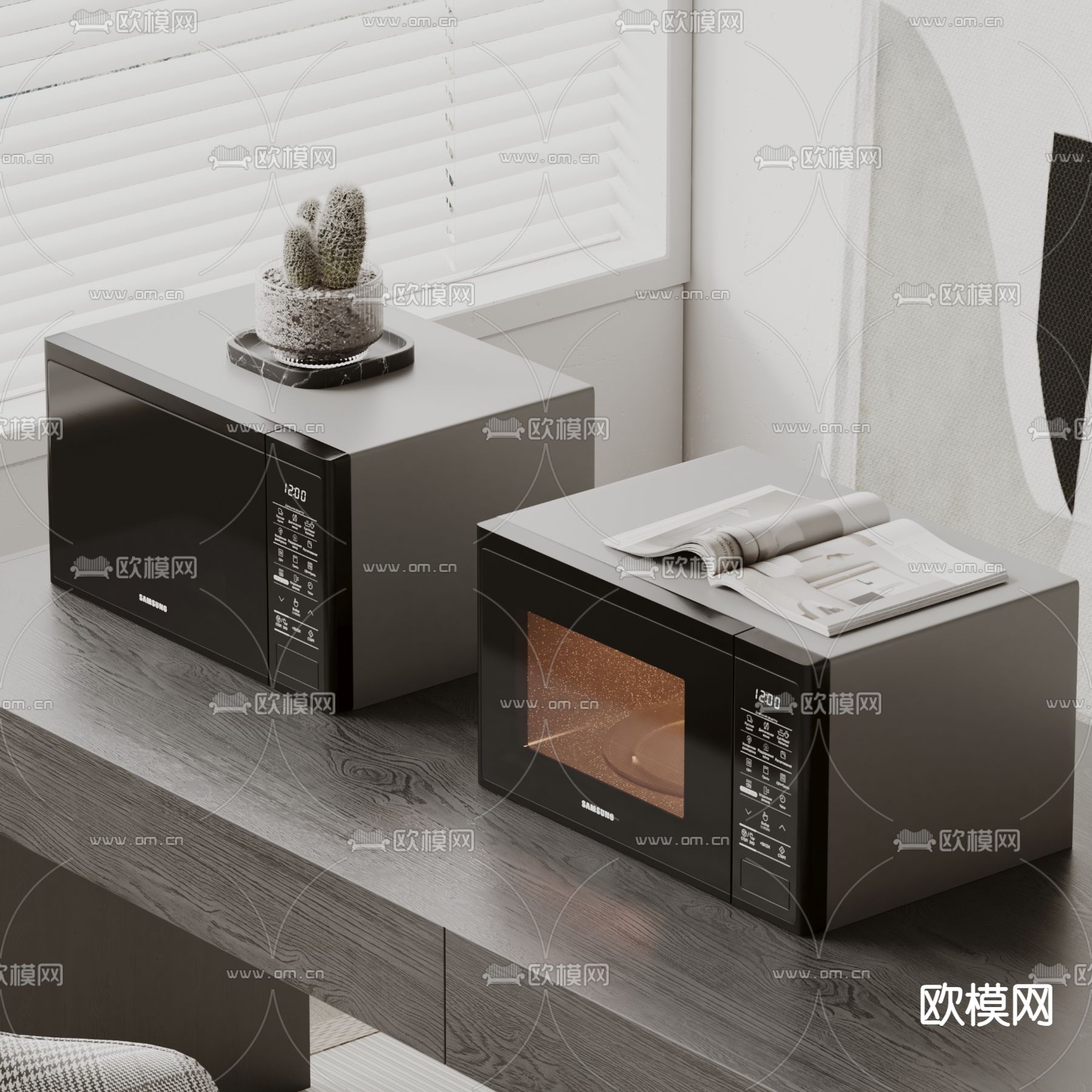 现代微波炉 烤箱su模型下载（渲染图2）