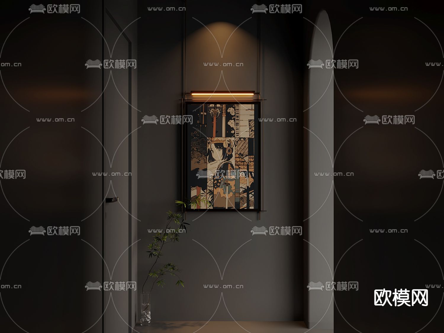 日式人物画 装饰画 漫画3d模型下载