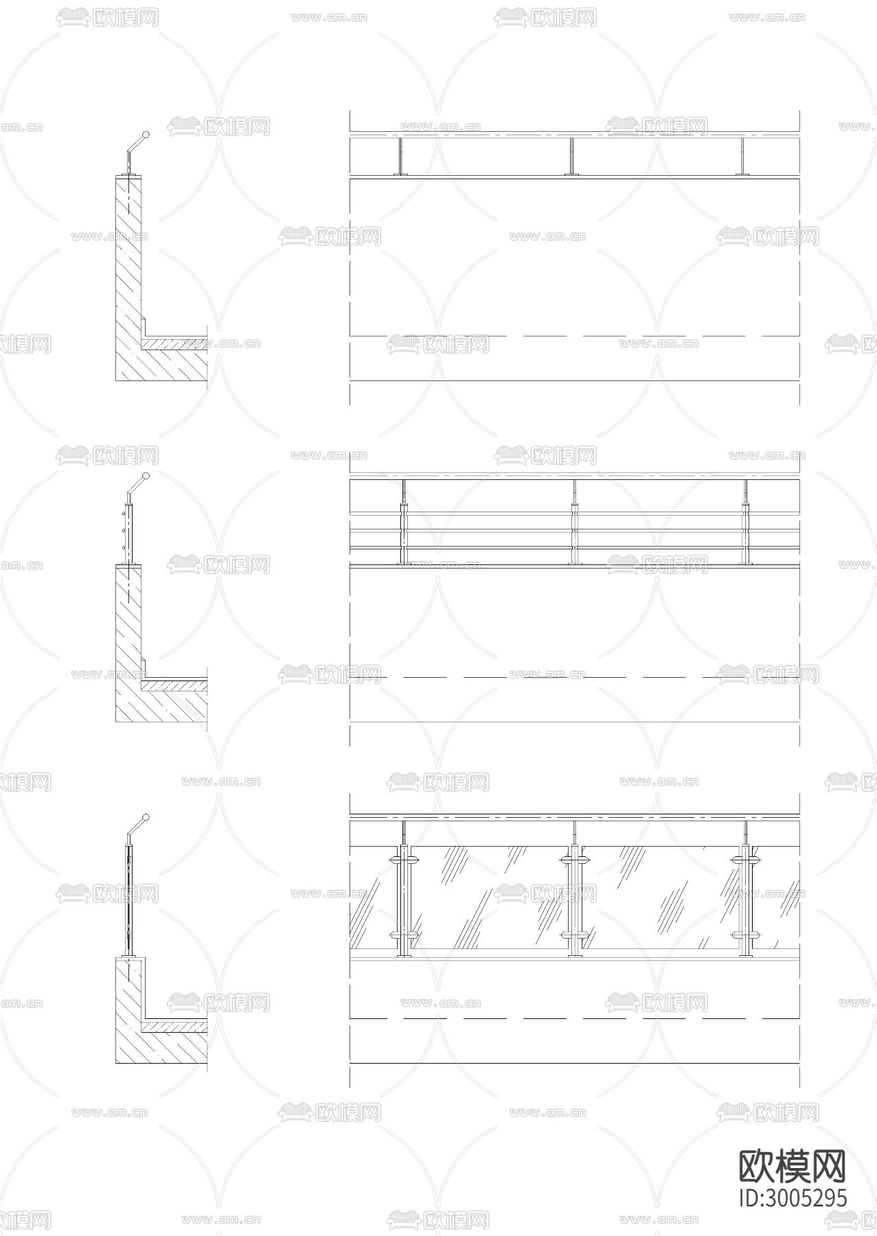 多种护栏放样cad大样图下载（渲染图1）