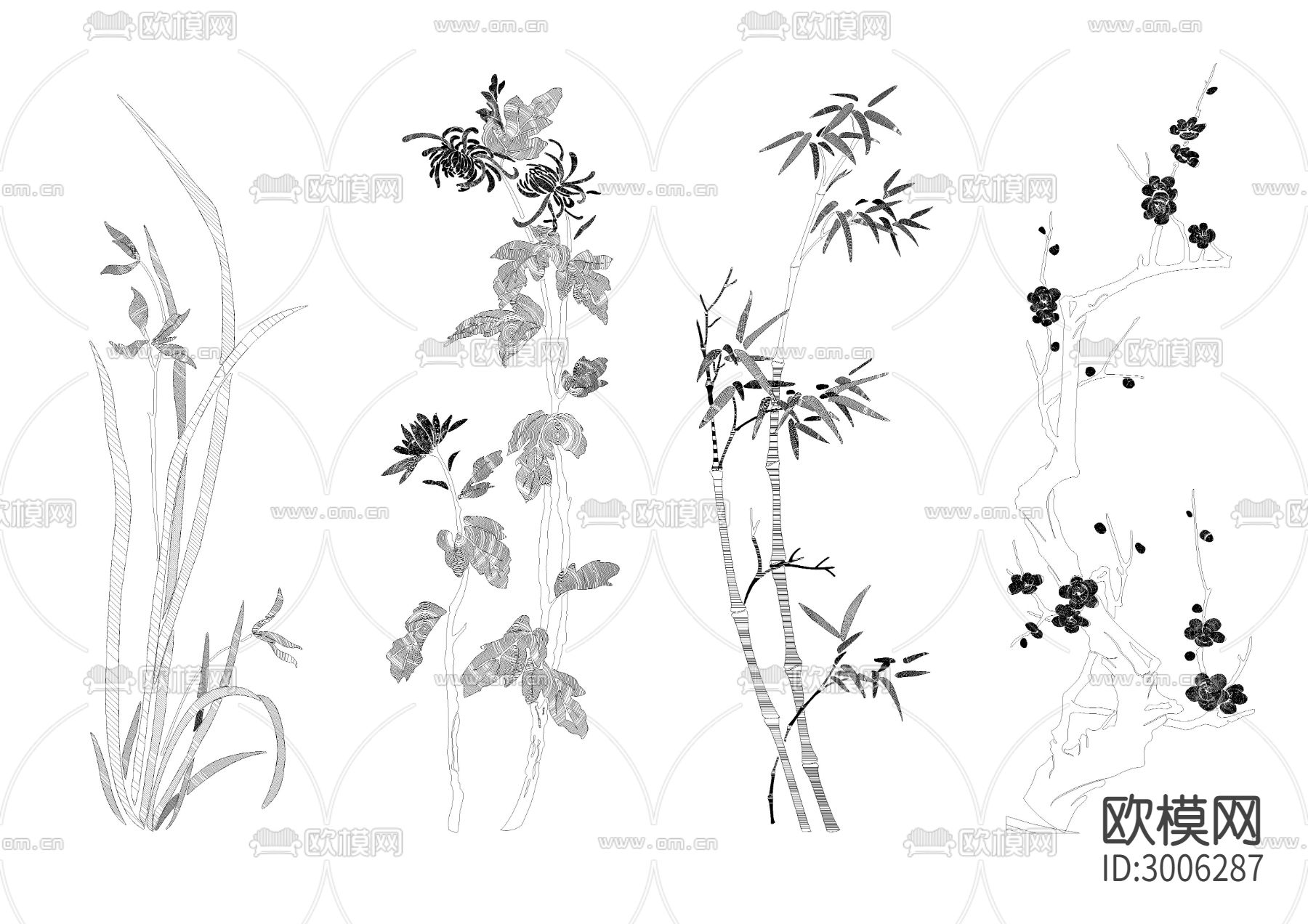 古花纹cad图库下载（渲染图3）
