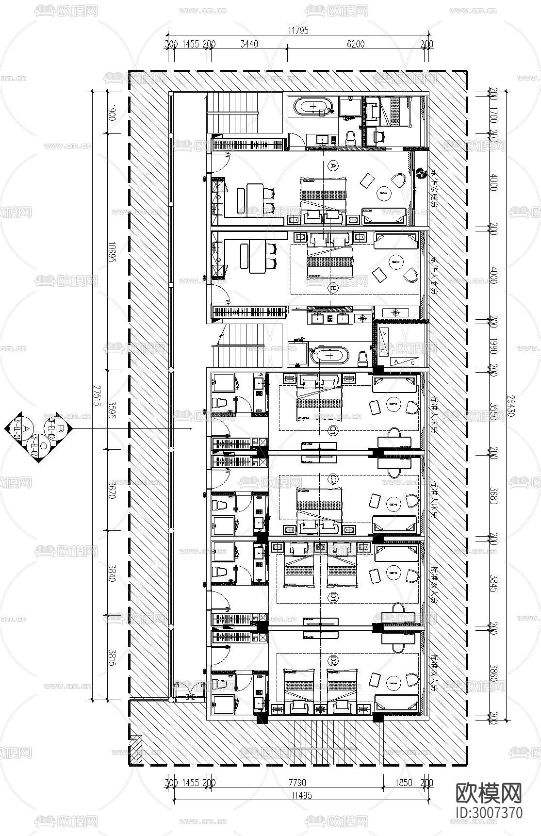 民宿cad施工图下载（渲染图3）
