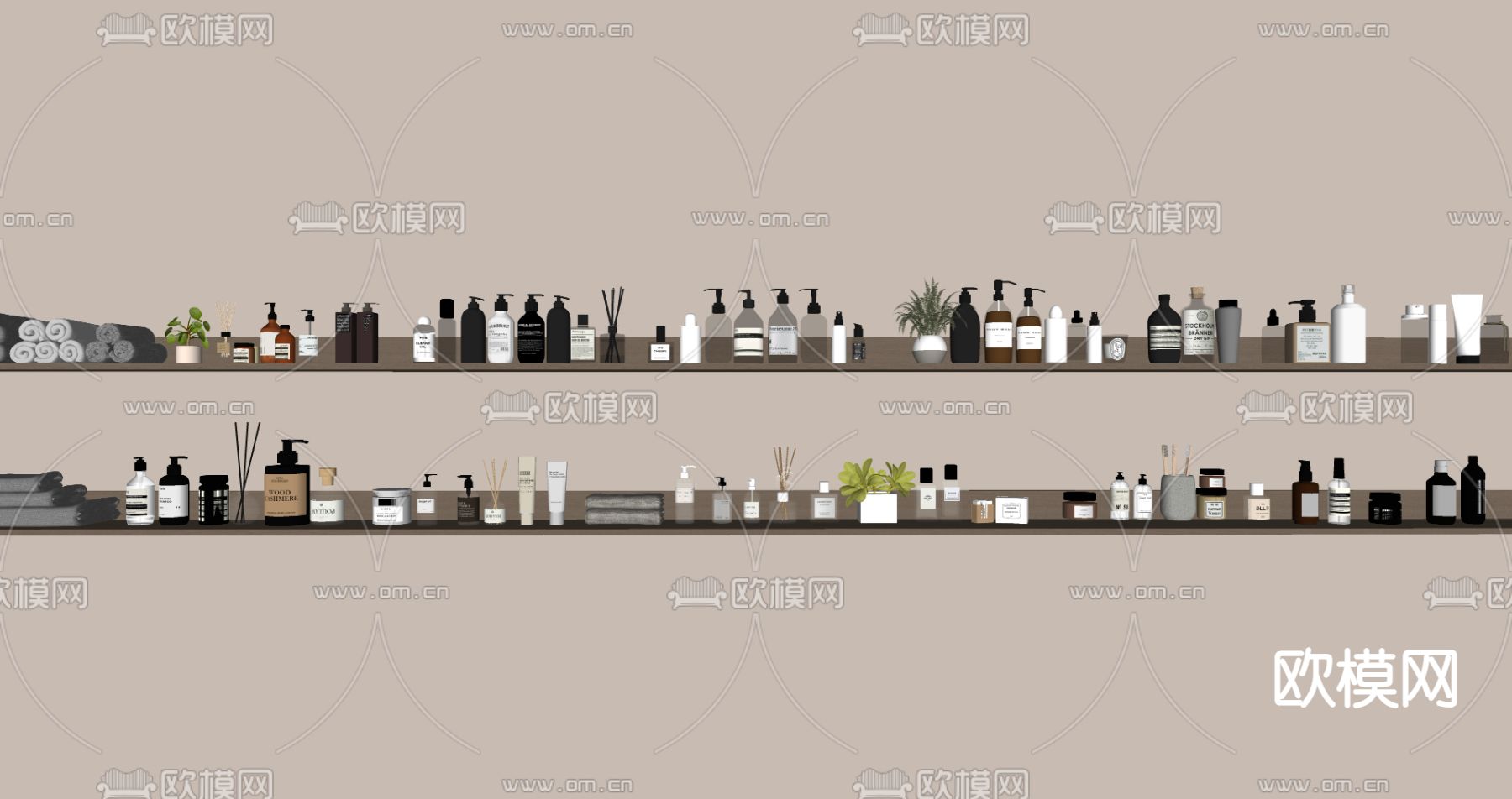 现代洗浴用品su模型下载（渲染图1）