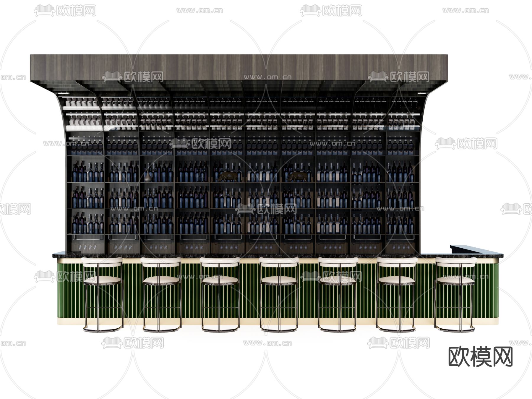 现代酒吧前台 桌椅su模型下载（渲染图2）