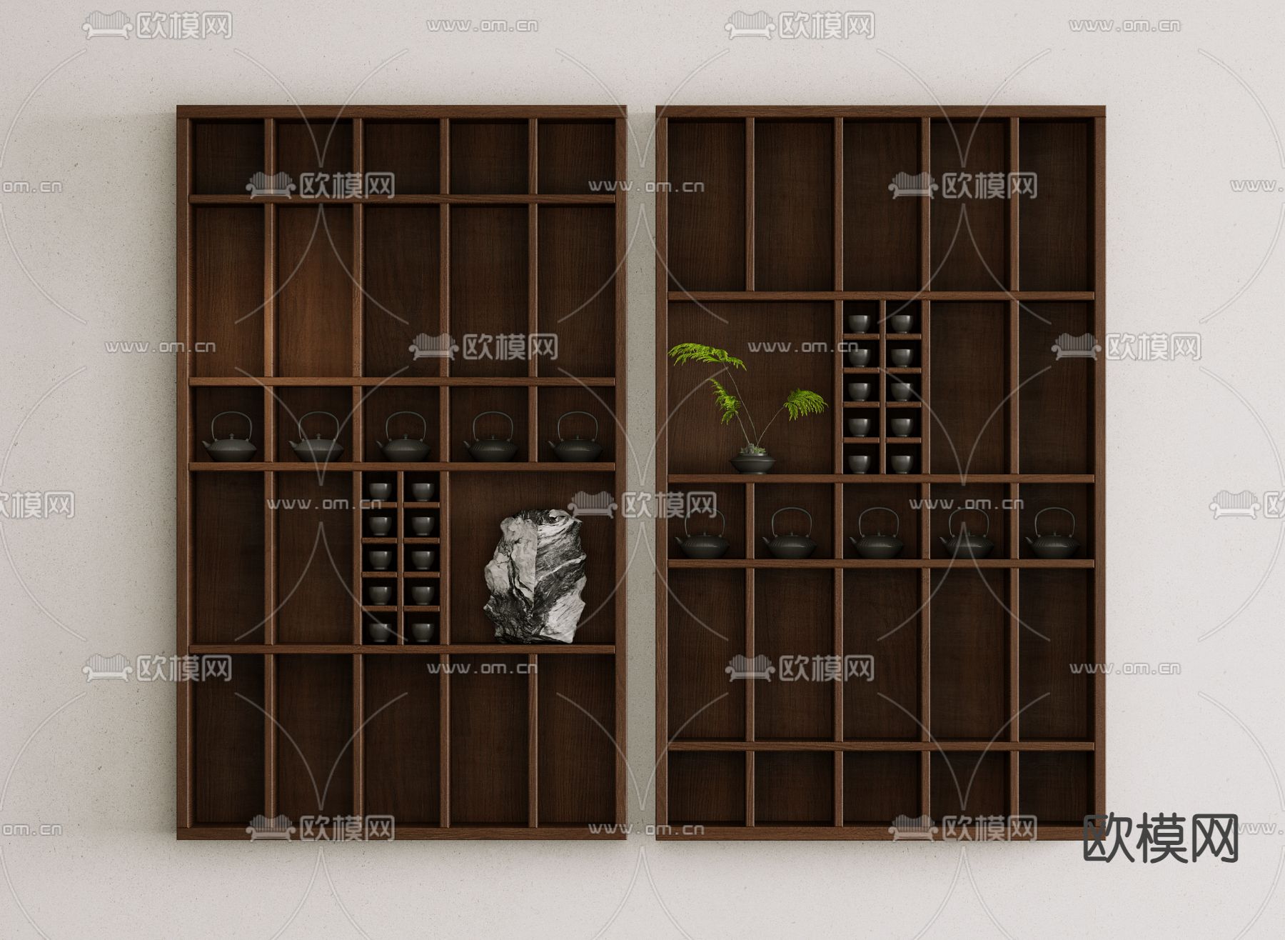 新中式茶柜 置物架 茶具3d模型下载
