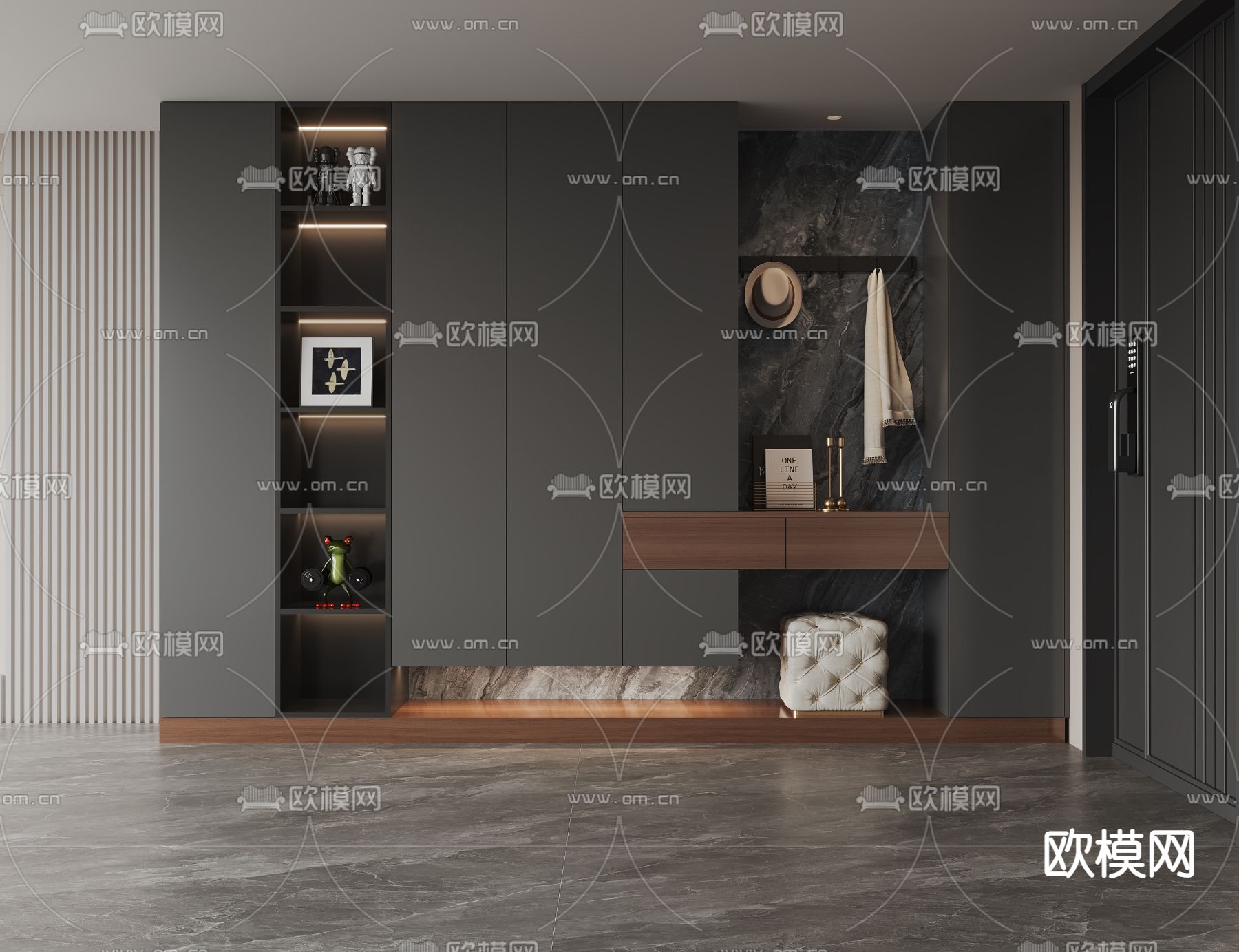 玄关鞋柜 换鞋凳3d模型下载