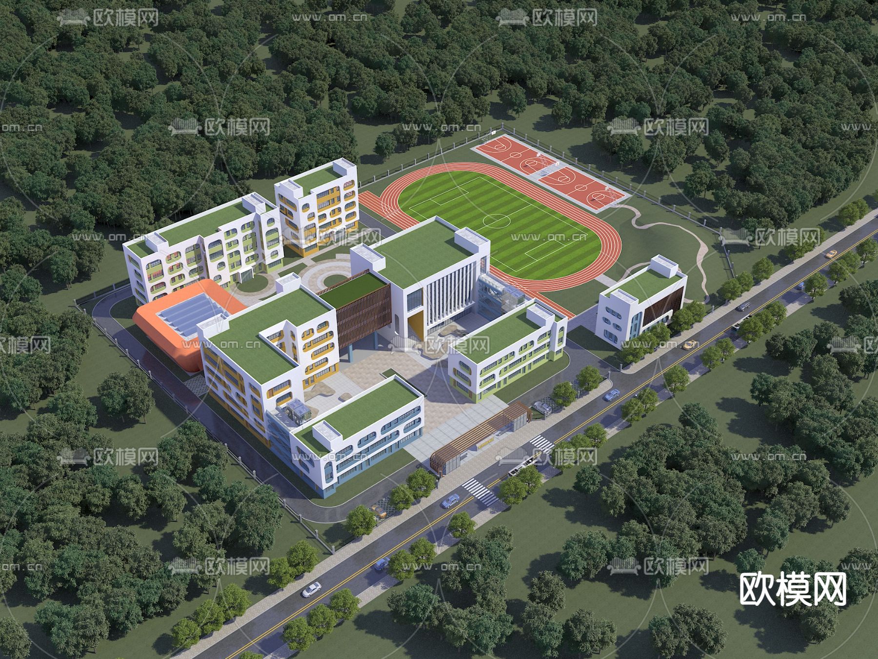 学校鸟瞰3d模型下载