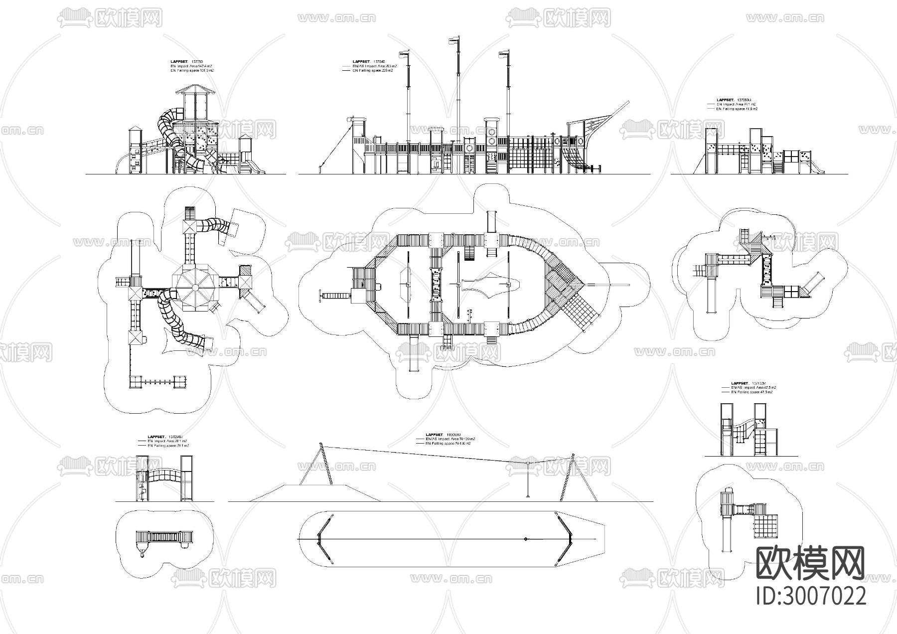 大型室内外娱乐设施cad图库下载（渲染图2）