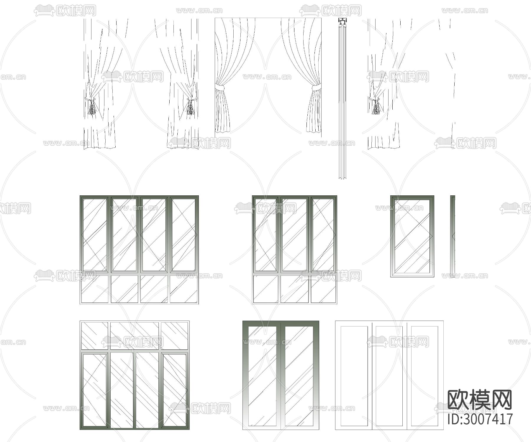 家装CAD立面构件动态图块cad图库下载（渲染图3）