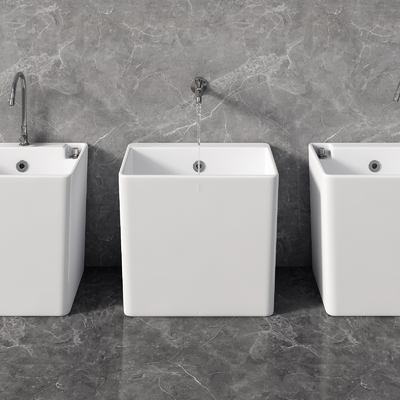  现代拖把池 拖布池 墩布池su模型 