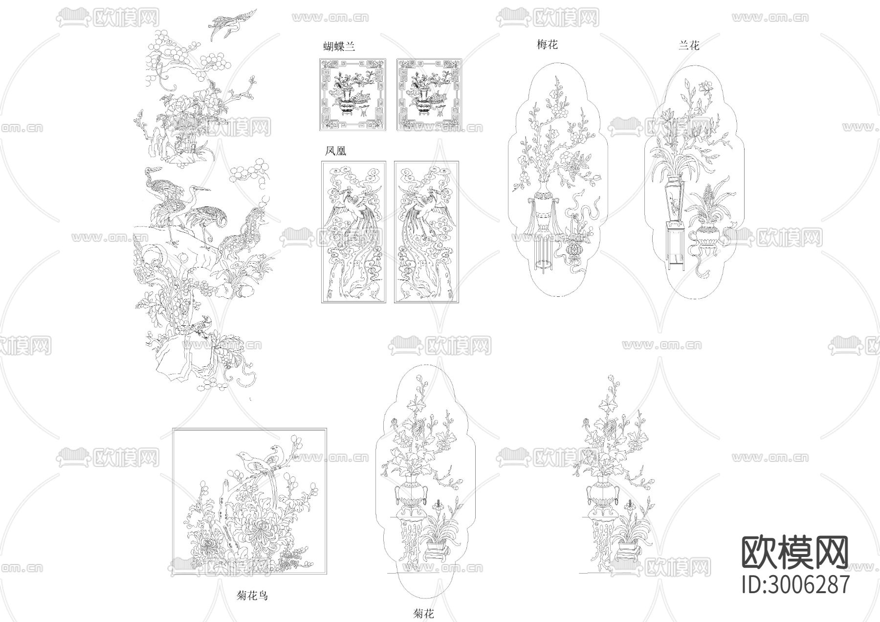 古花纹cad图库下载（渲染图2）