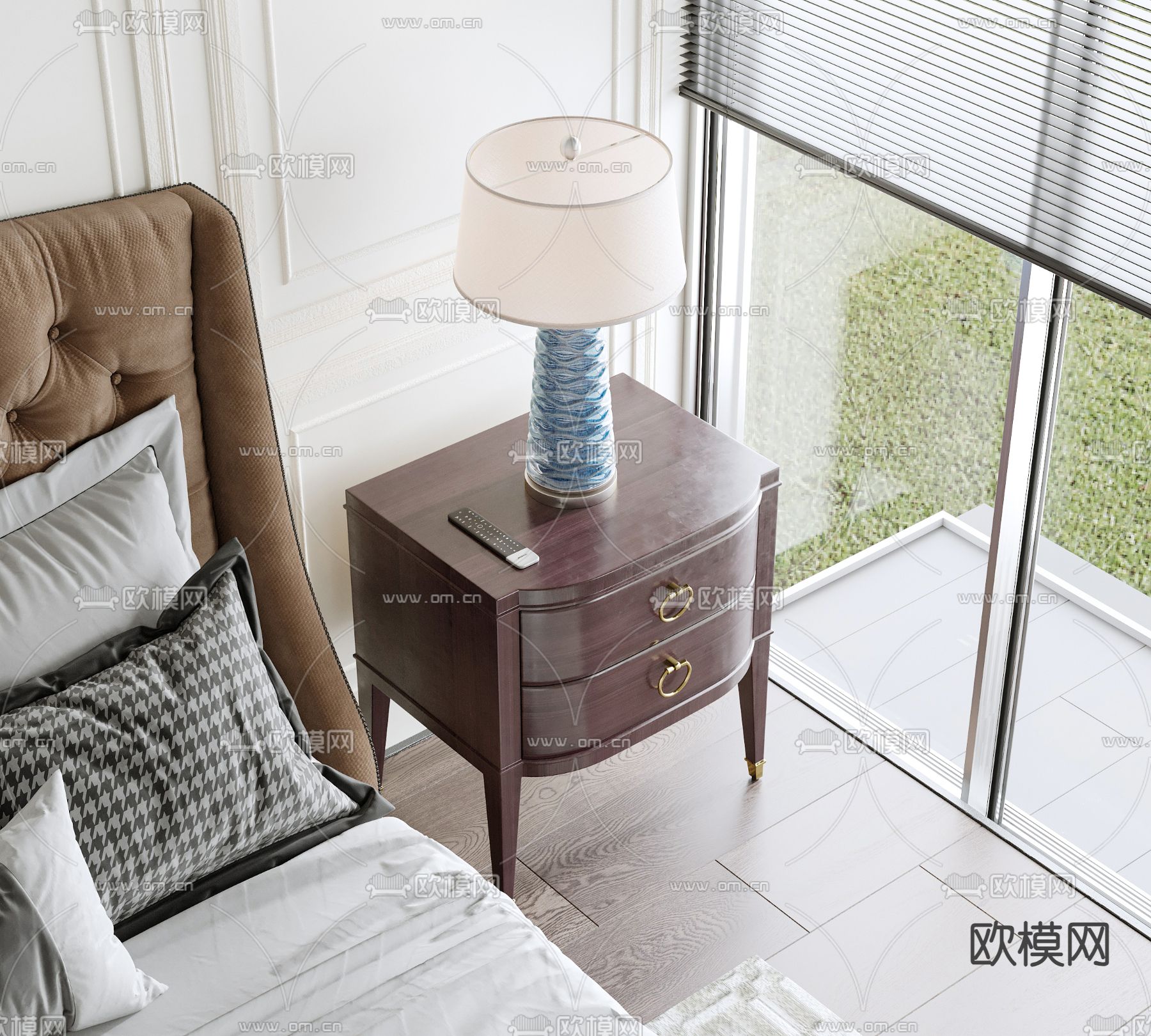 欧式床头柜su模型下载（渲染图2）