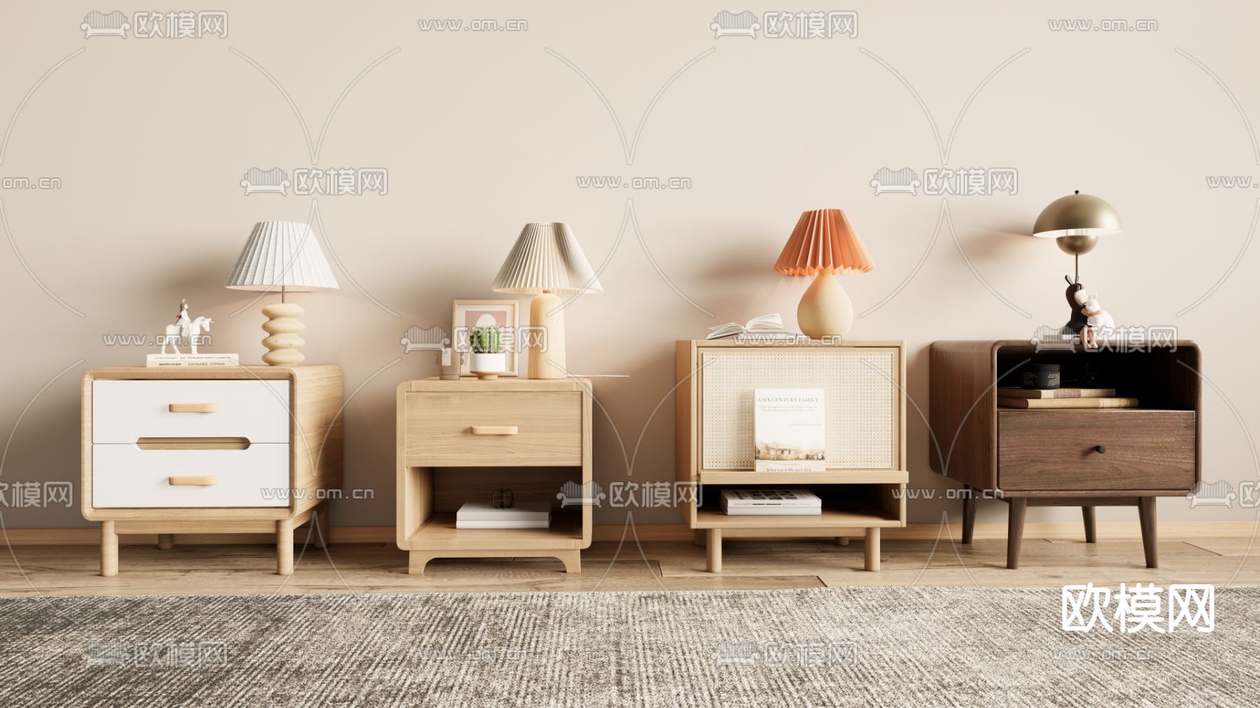 北欧床头柜su模型下载（渲染图2）