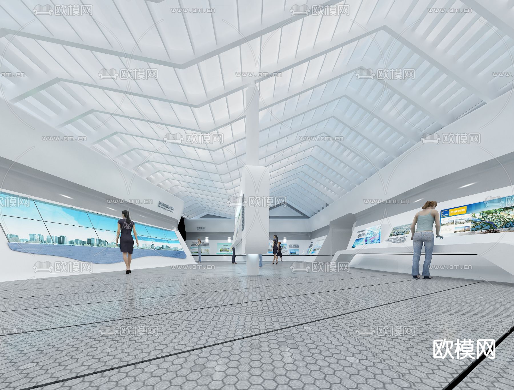 企业展厅 产品展示大厅3d模型下载（渲染图3）