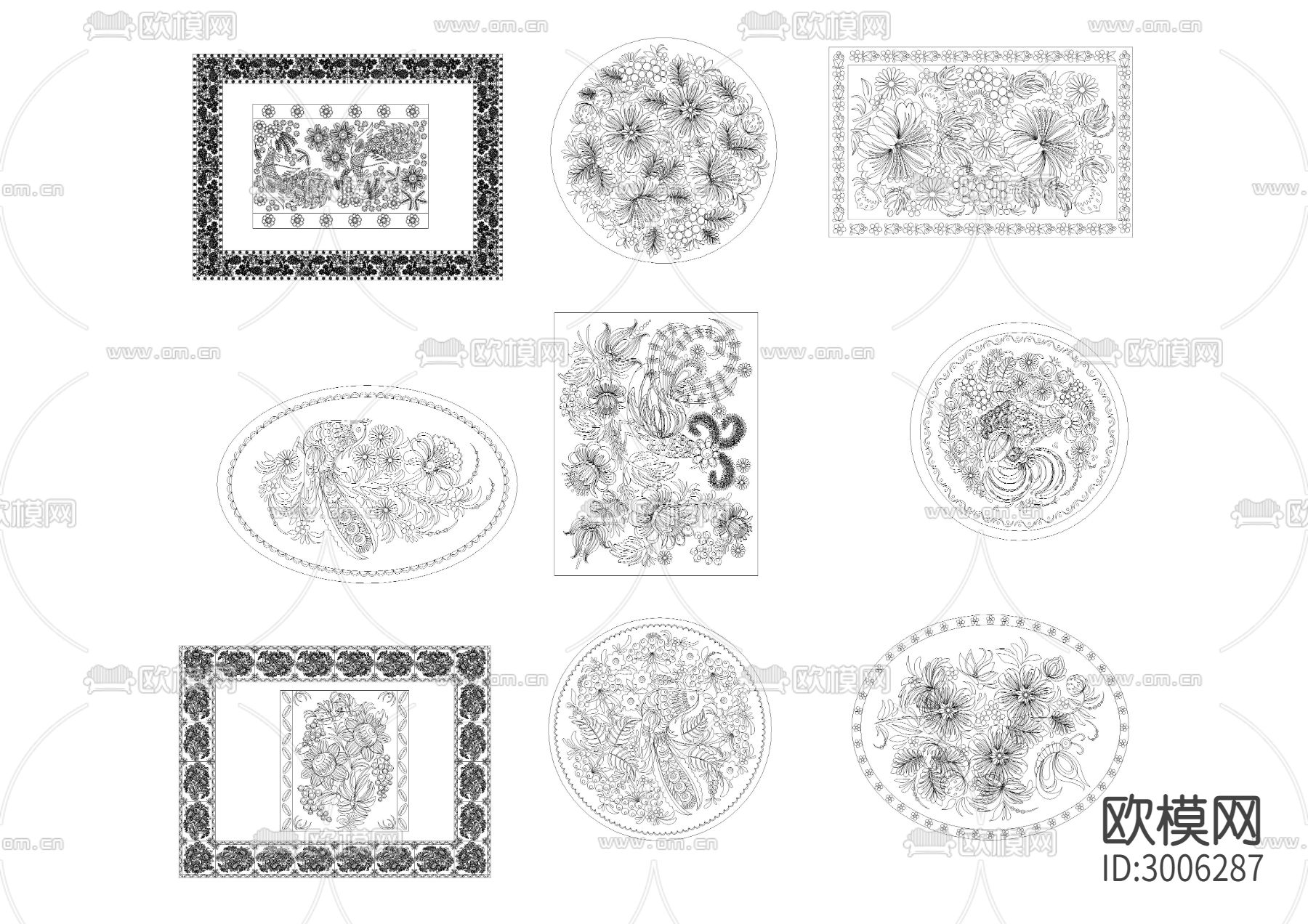 古花纹cad图库下载（渲染图9）