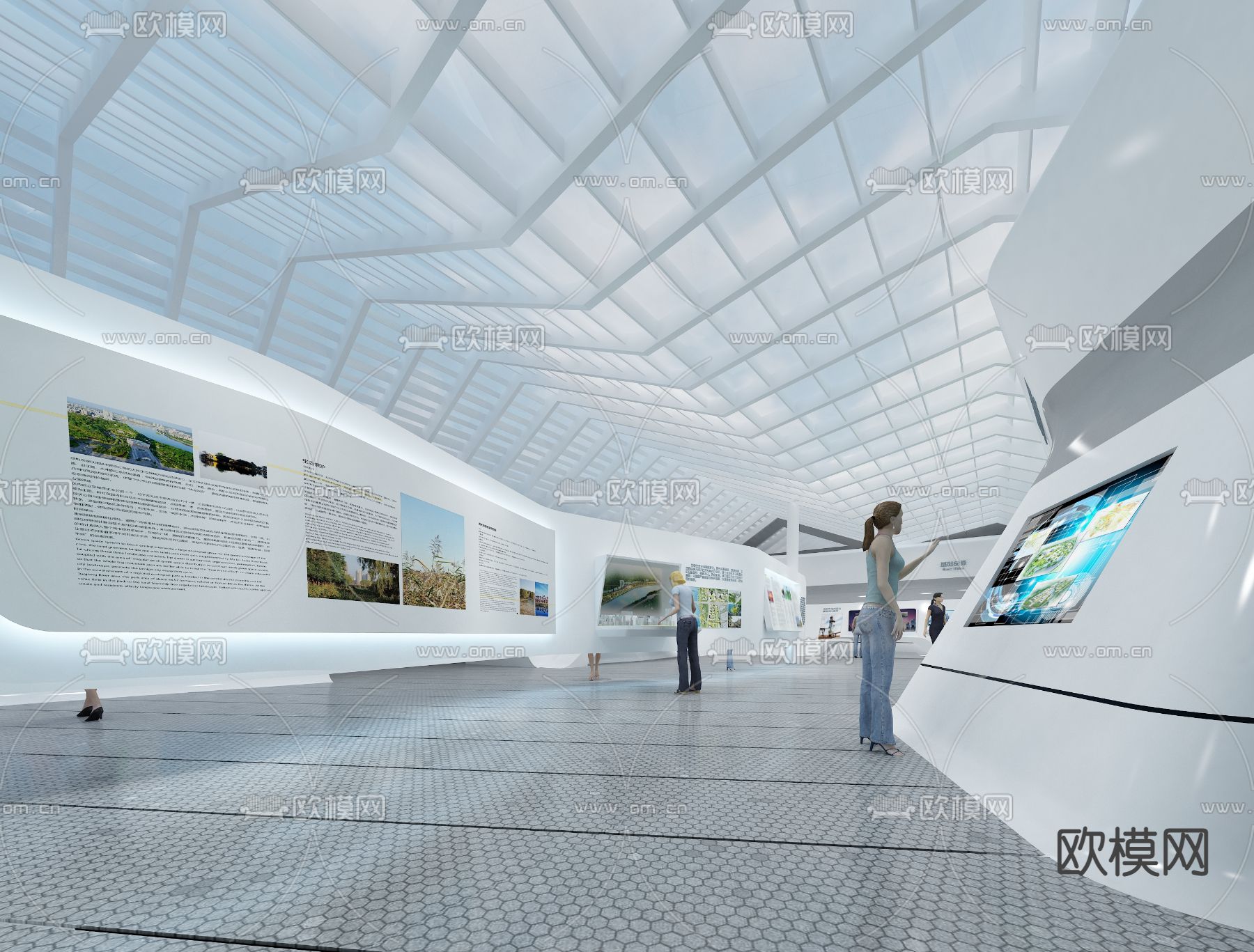 企业展厅 产品展示大厅3d模型下载（渲染图1）