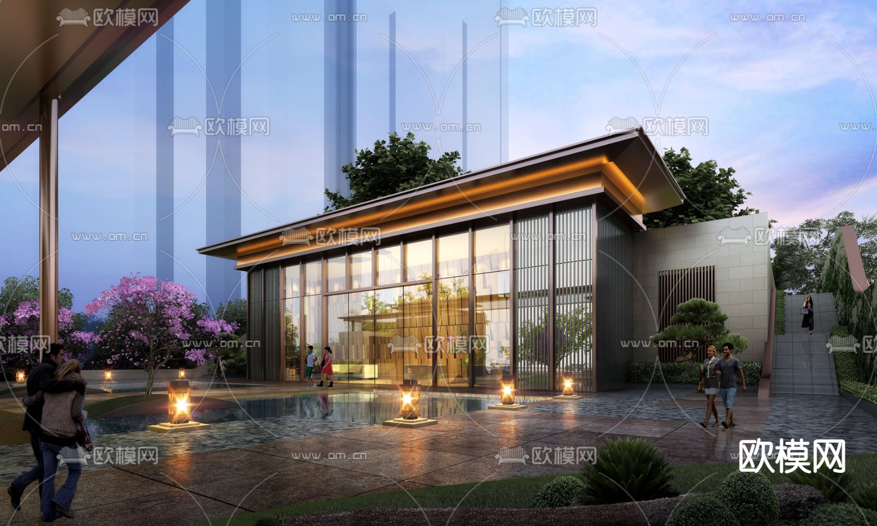 酒店会所 中庭 内庭3d模型下载