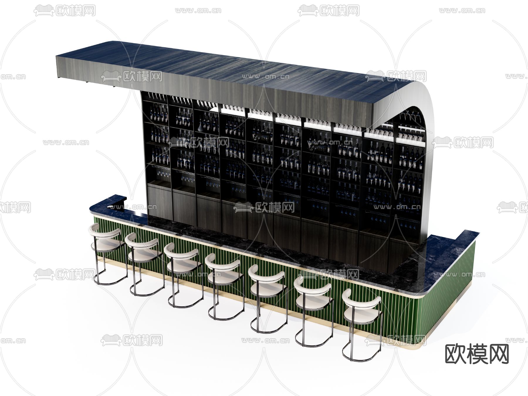 现代酒吧前台 桌椅su模型下载（渲染图3）