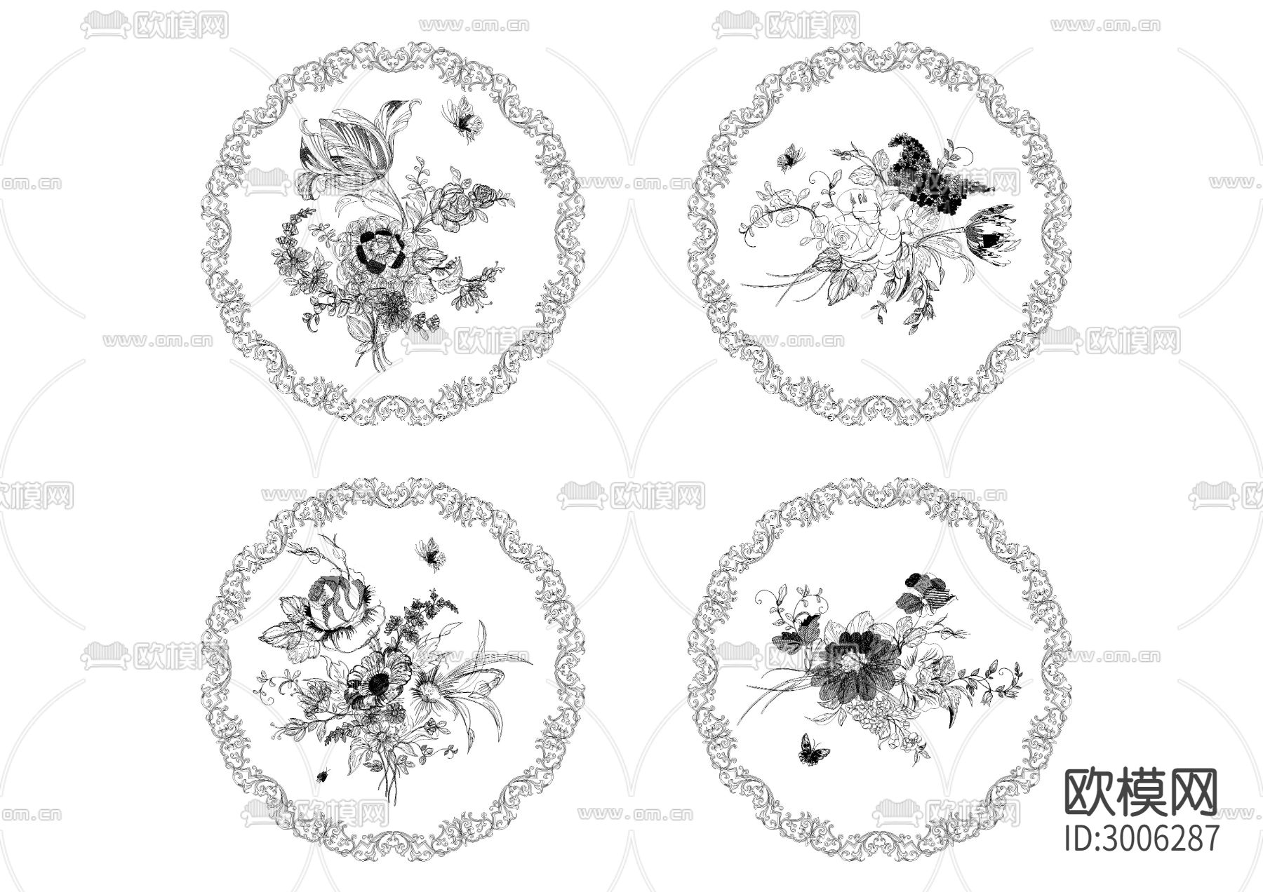 古花纹cad图库下载（渲染图6）
