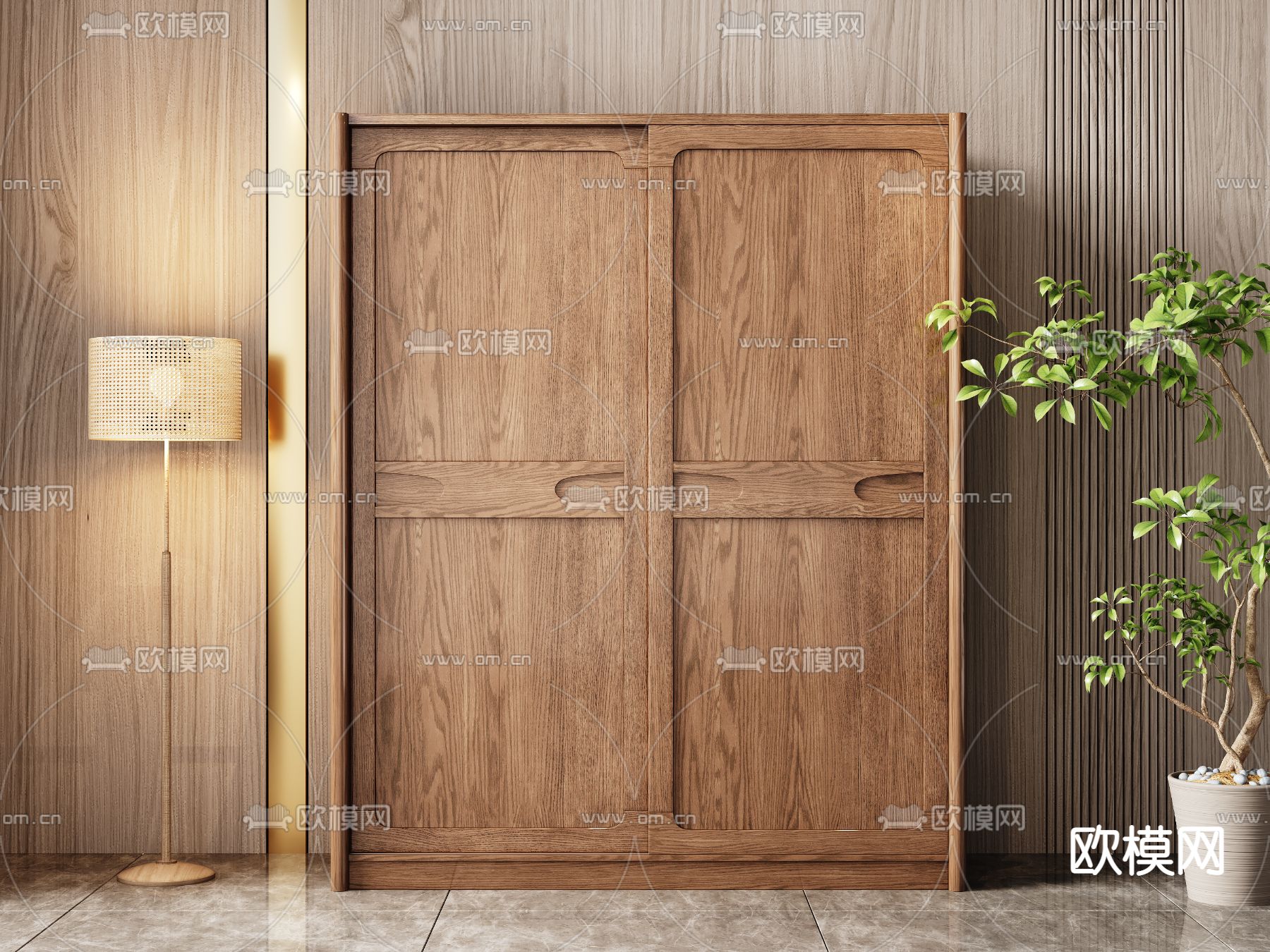 侘寂衣柜 衣橱3d模型下载（渲染图1）