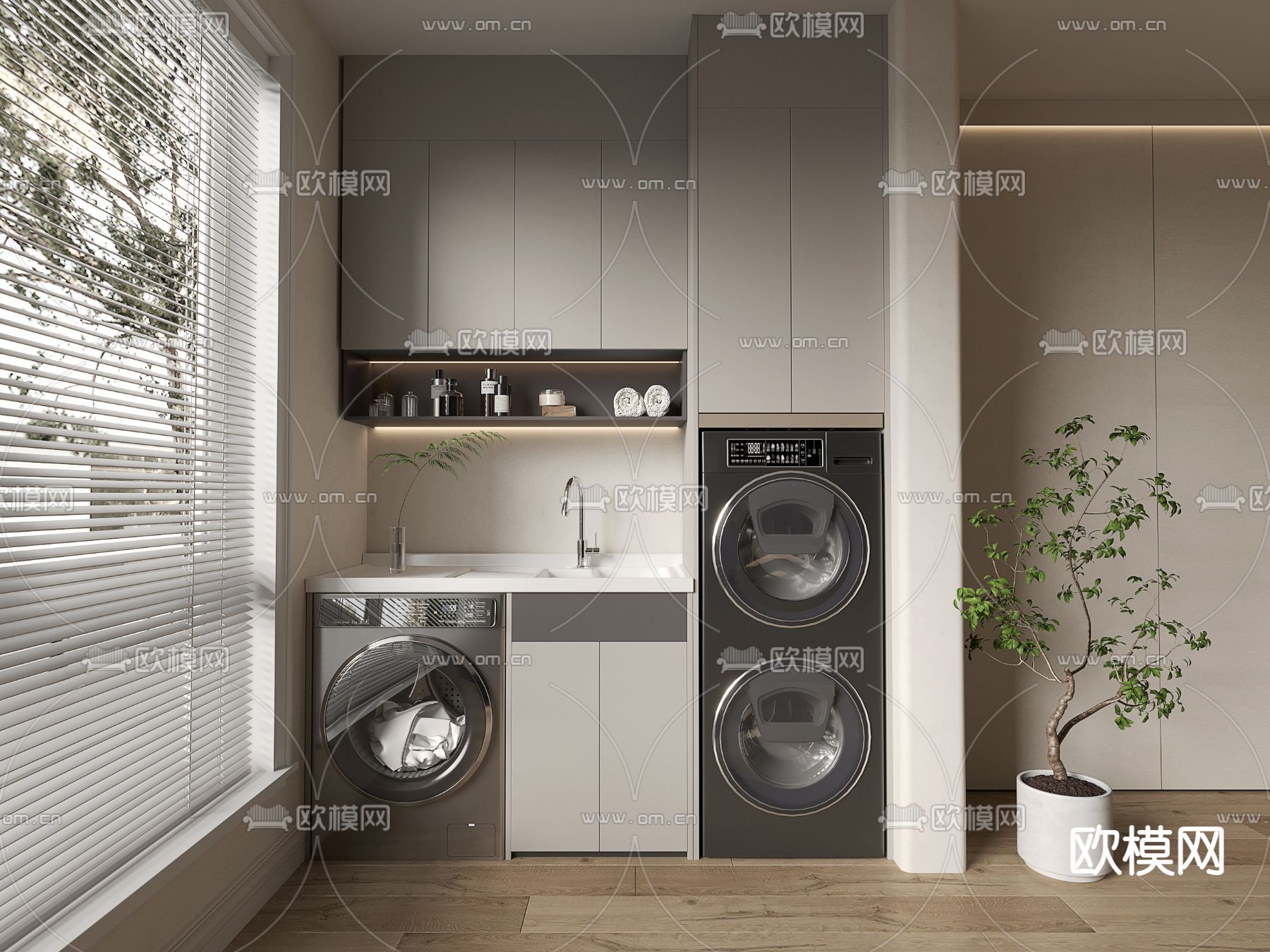 现代阳台 洗衣房3d模型下载