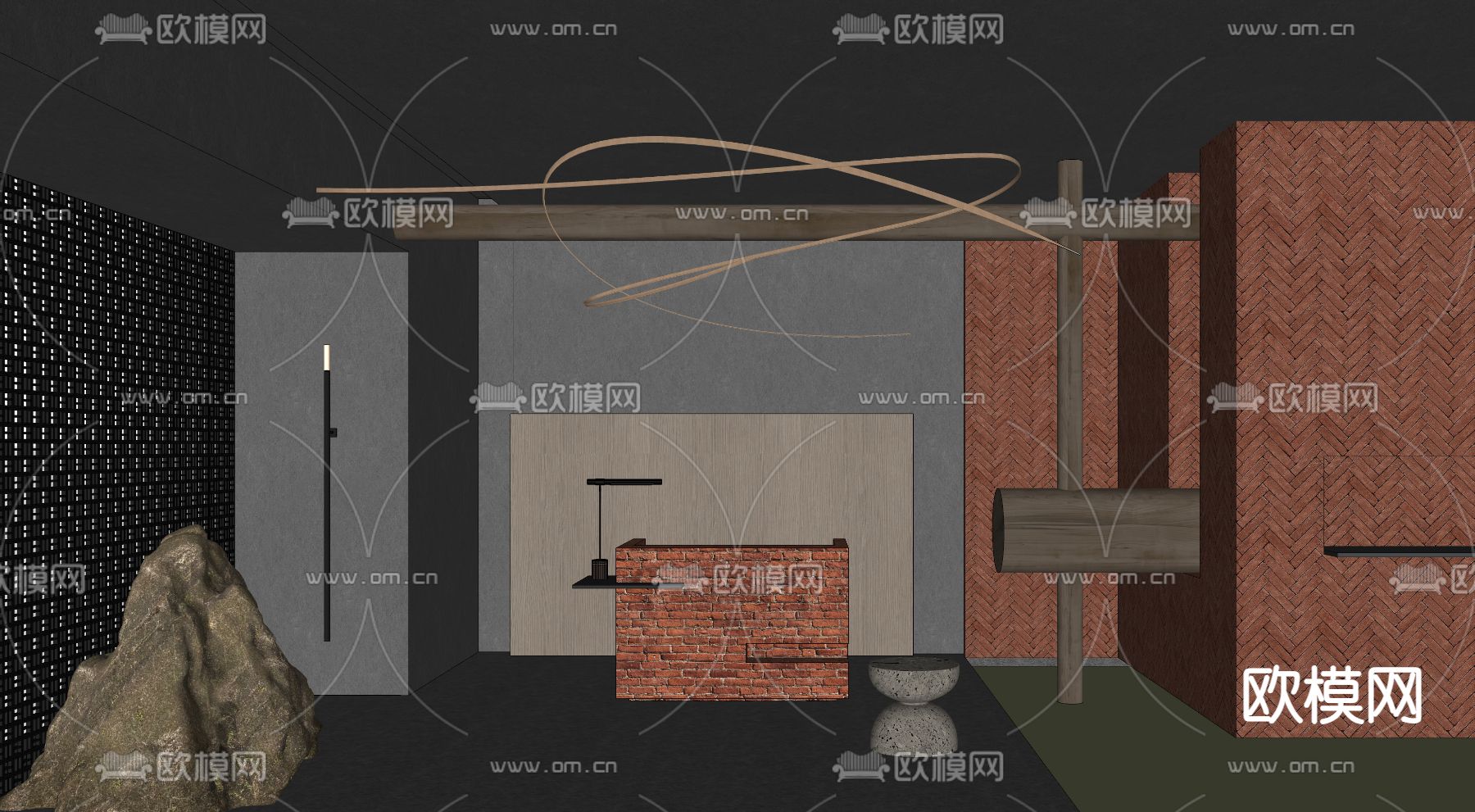 酒店民宿 接待su模型下载（渲染图1）