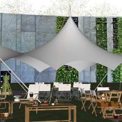  露营帐篷 户外桌椅su模型 