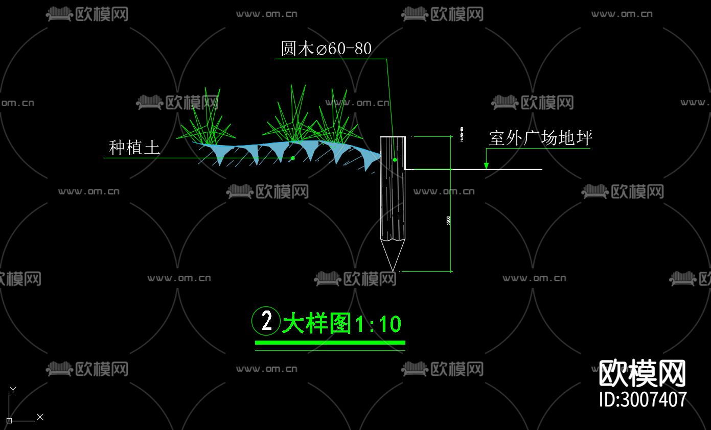 路牙 道牙 路肩 道路做法cad大样图下载（渲染图4）