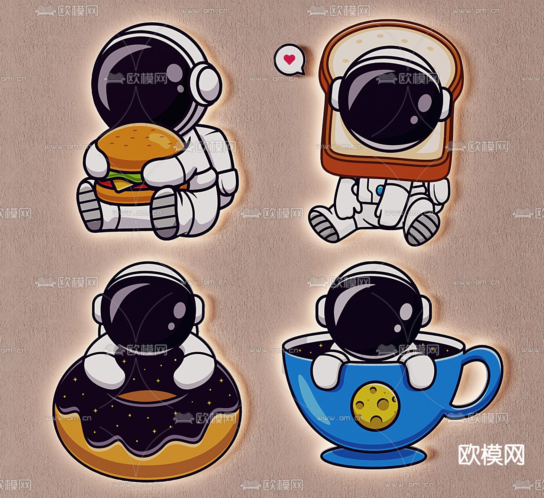 太空人壁灯 卡通灯3d模型下载