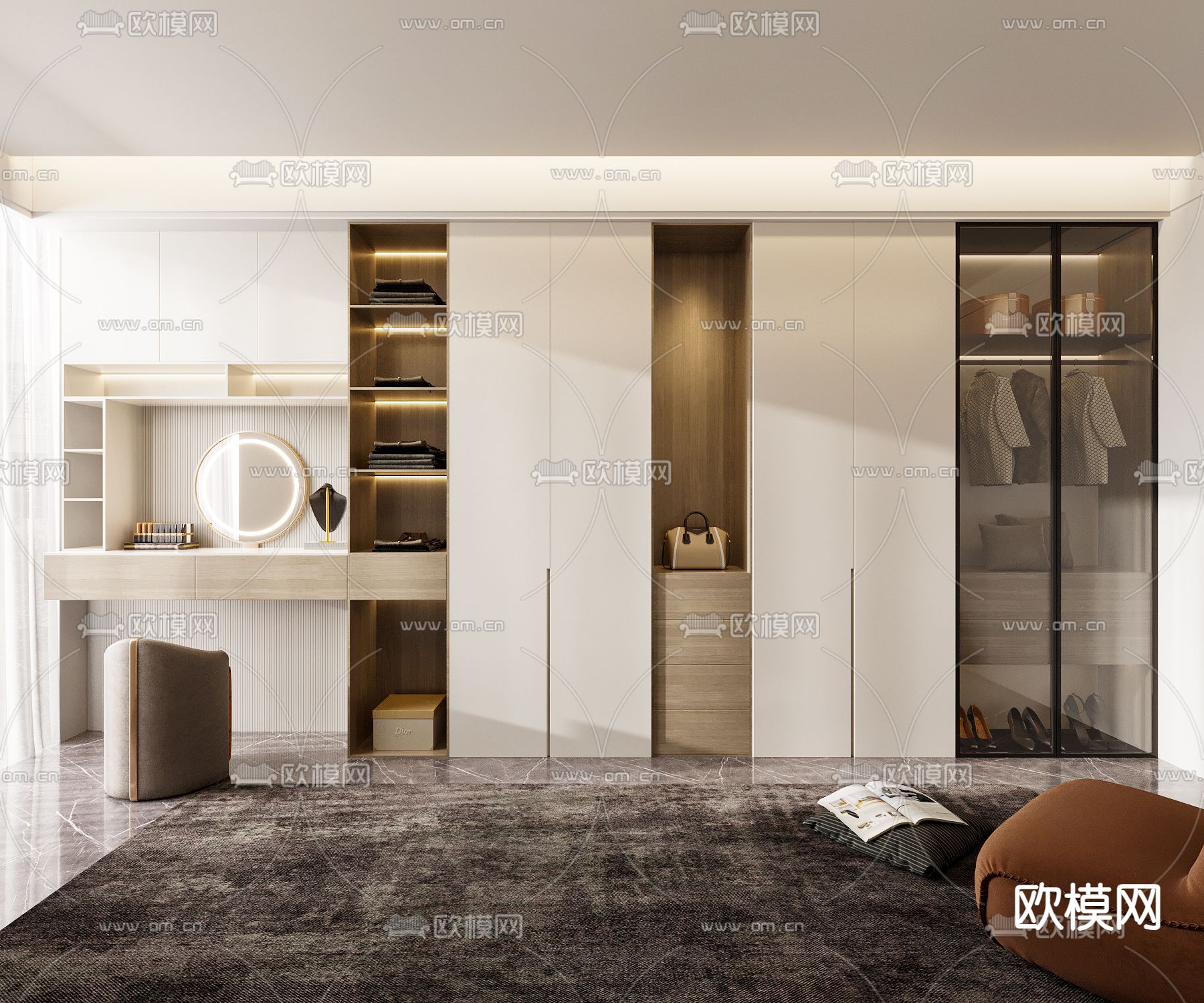 现代衣帽间3d模型下载