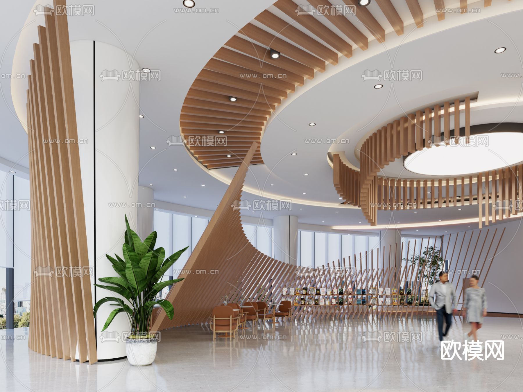 办公大厅 休闲大厅3d模型下载（渲染图1）