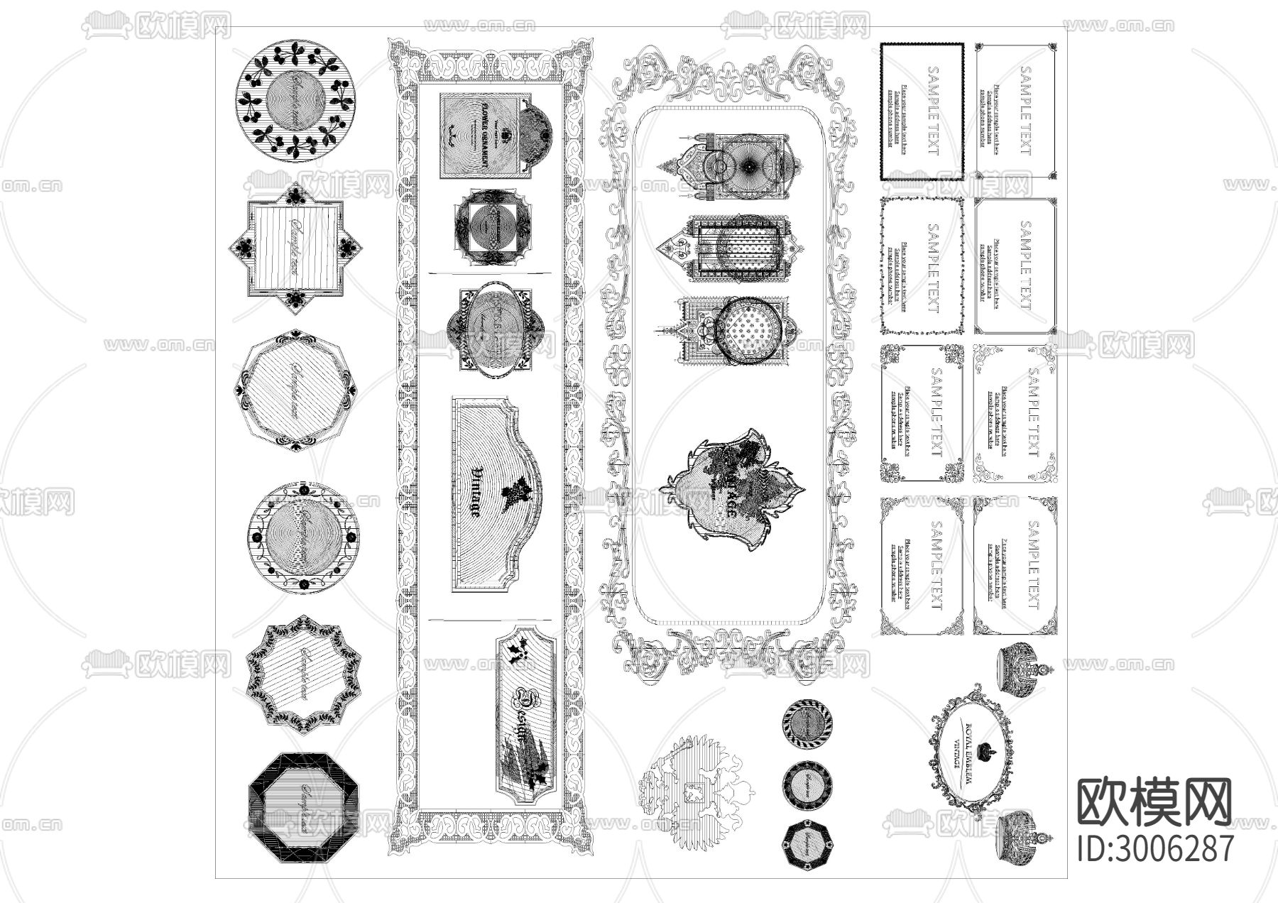 古花纹cad图库下载（渲染图8）