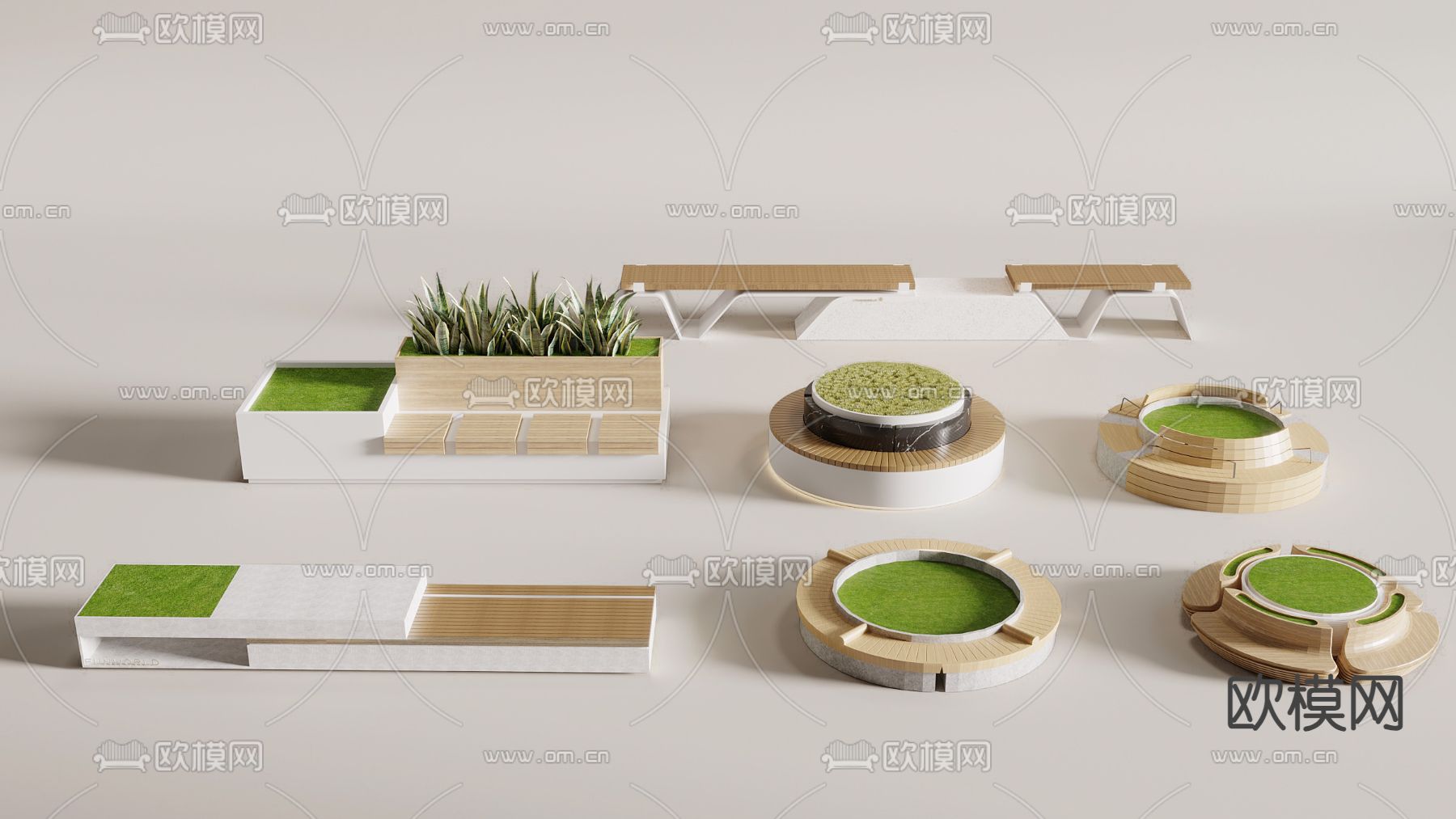 户外椅 树池椅 景观椅su模型下载（渲染图2）