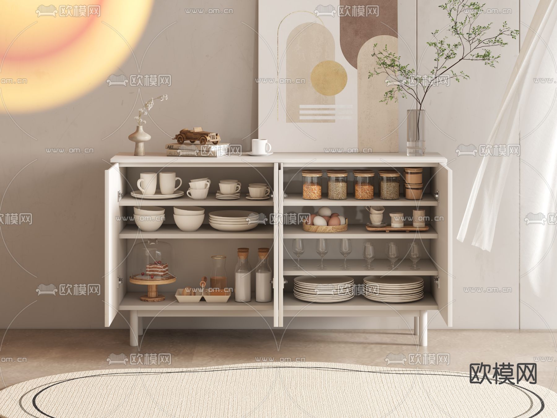 现代餐边柜3d模型下载