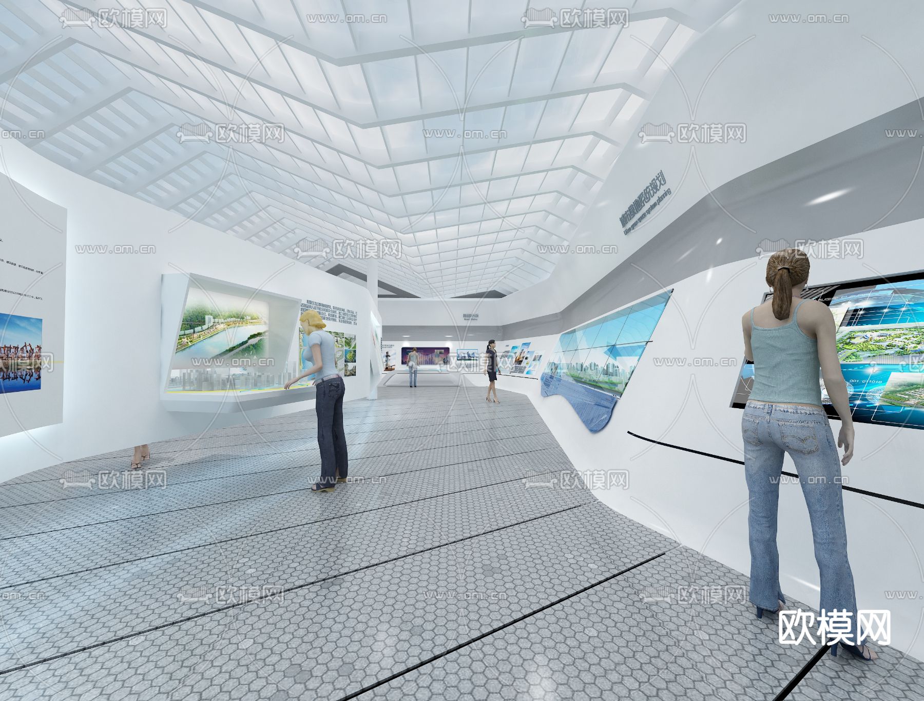 企业展厅 产品展示大厅3d模型下载（渲染图2）