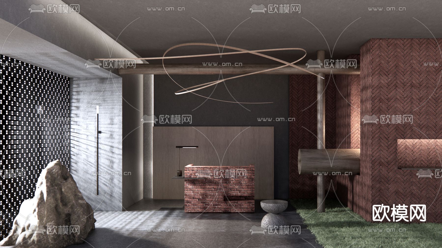 酒店民宿 接待su模型下载（渲染图2）