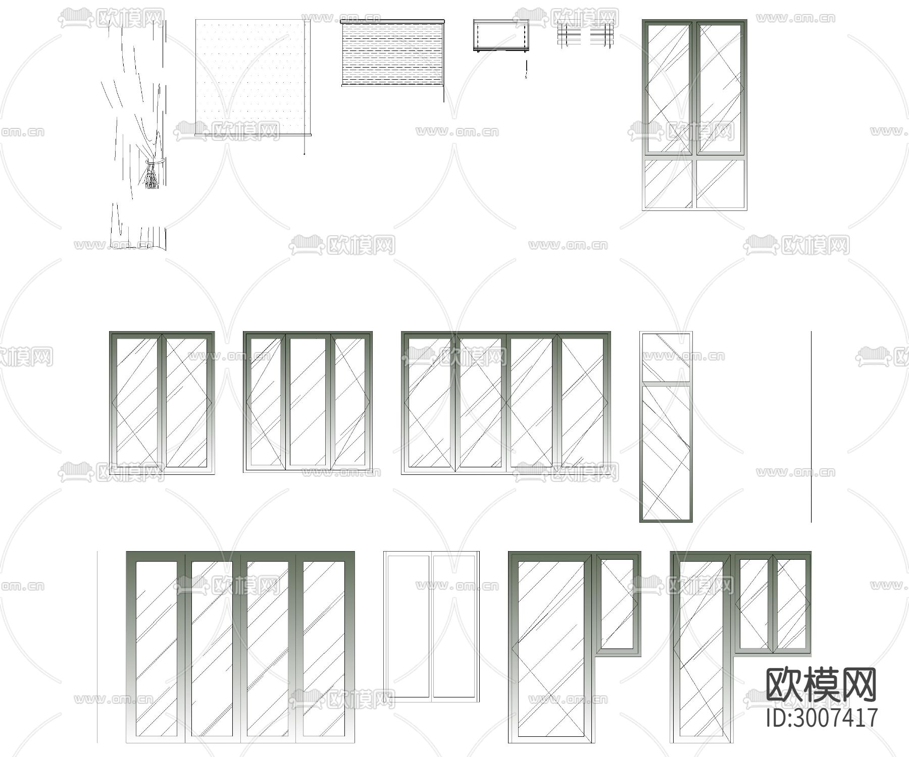 家装CAD立面构件动态图块cad图库下载（渲染图4）