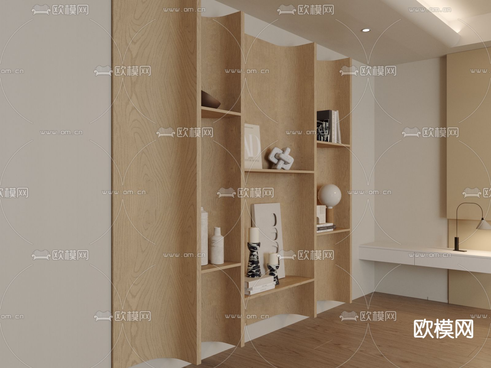 侘寂书架 陈列架3d模型下载