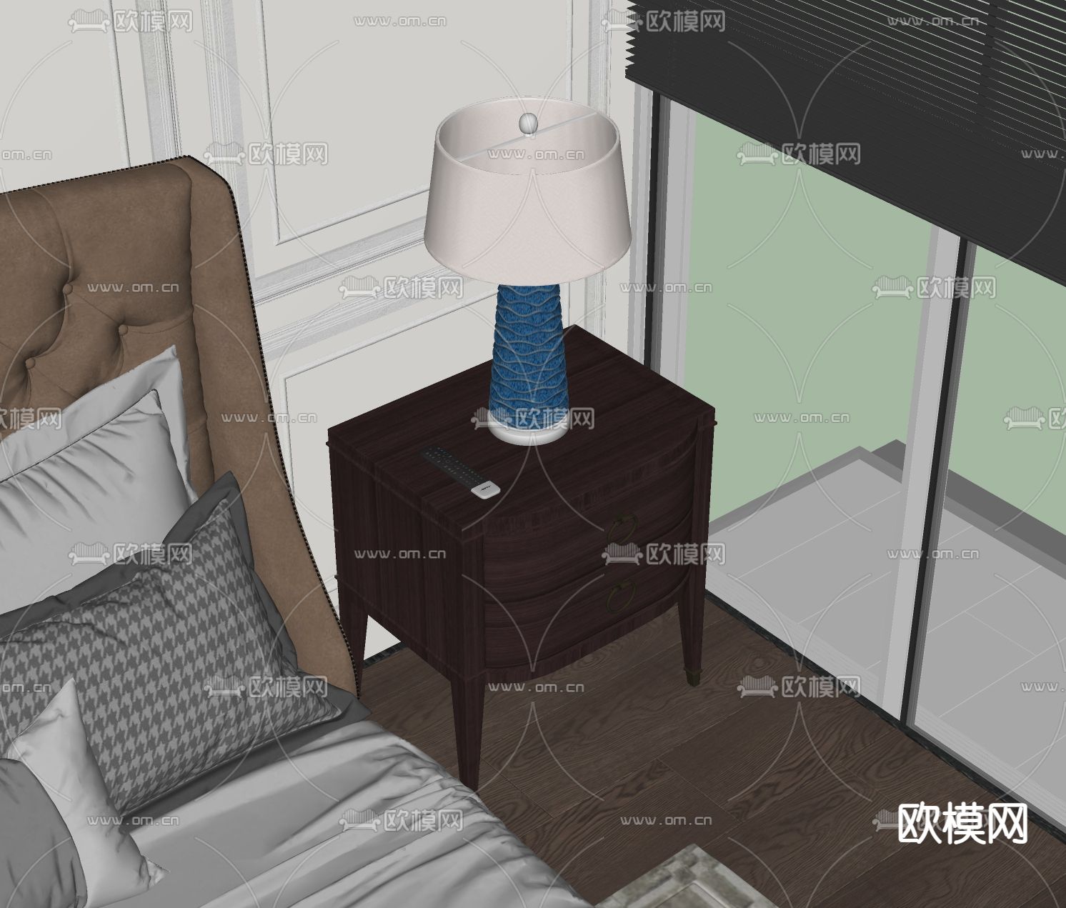欧式床头柜su模型下载（渲染图1）