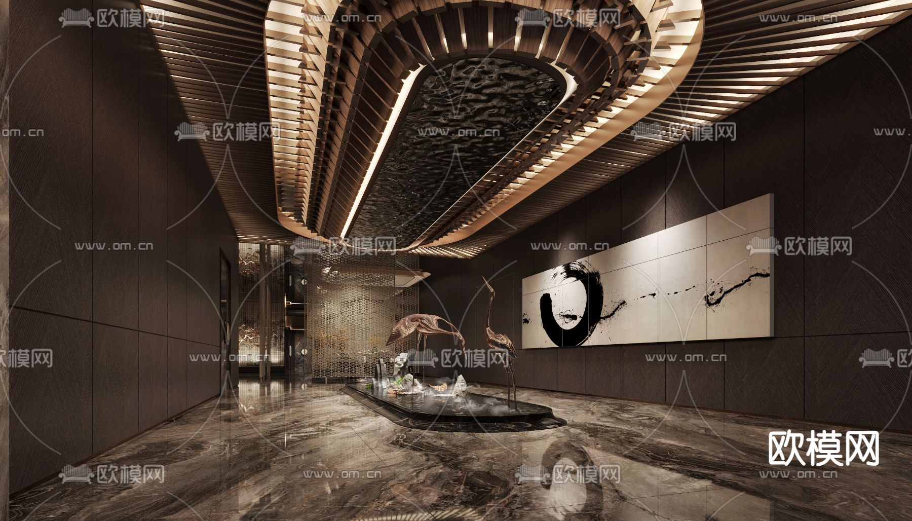 中餐厅前厅 中庭 餐厅入口3d模型下载